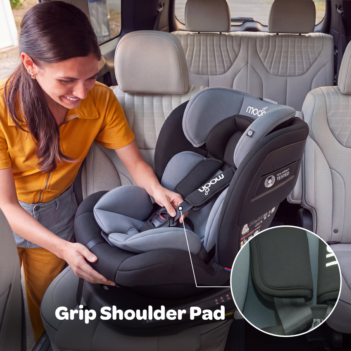 MOON Orbix 360° rotating Car Seat -0+/1/2/3, ISOFIX & Latch, Crash Tested (0-36kg)-Black — The Moon Brand product image