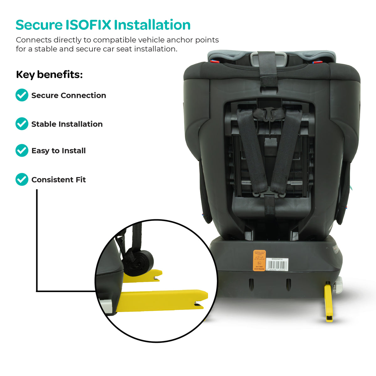 MOON Orbix 360° rotating Car Seat -0+/1/2/3, ISOFIX & Latch, Crash Tested (0-36kg)-Black — The Moon Brand product image