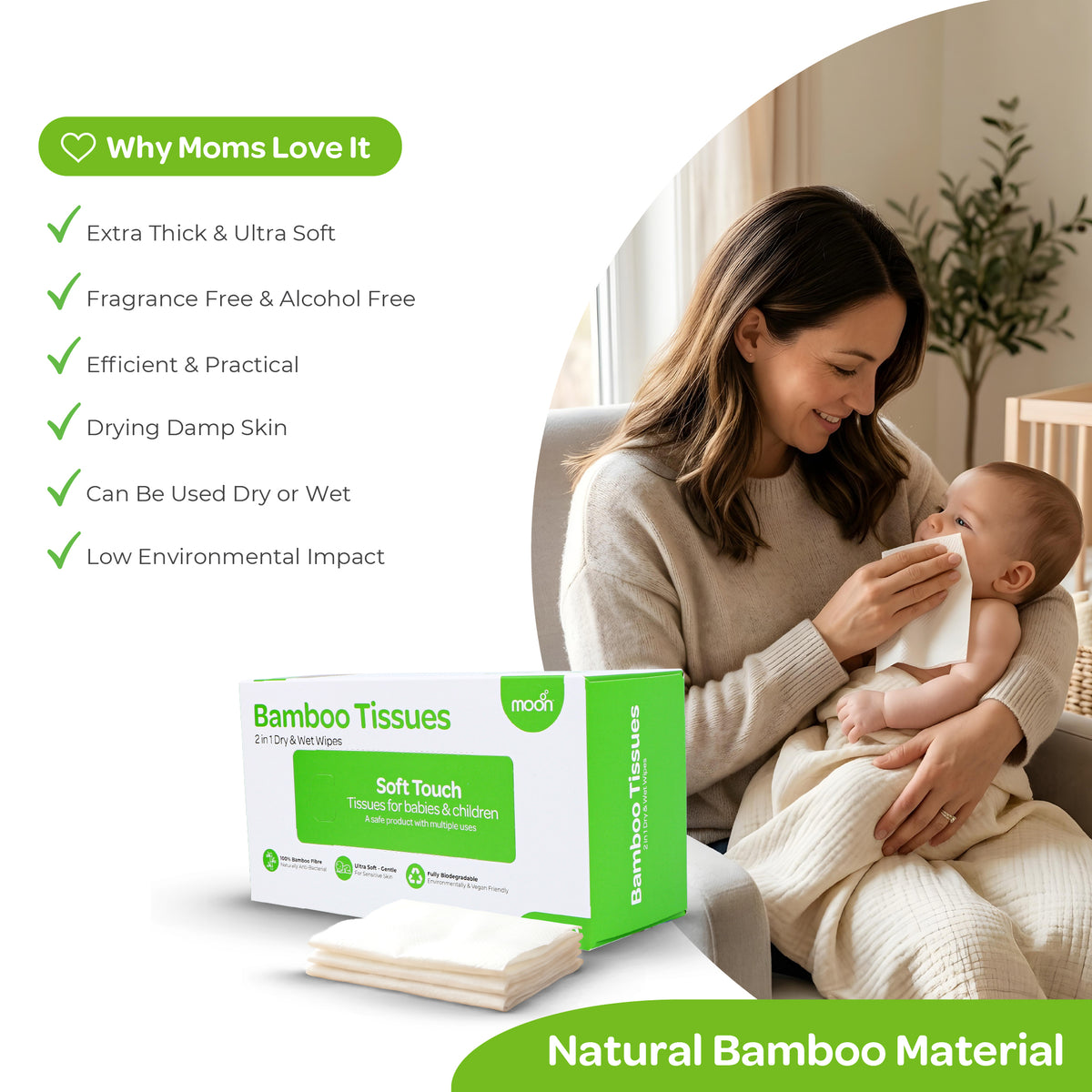 MOON Bamboo Tissues – 2-in-1 Dry & Wet Baby Wipes