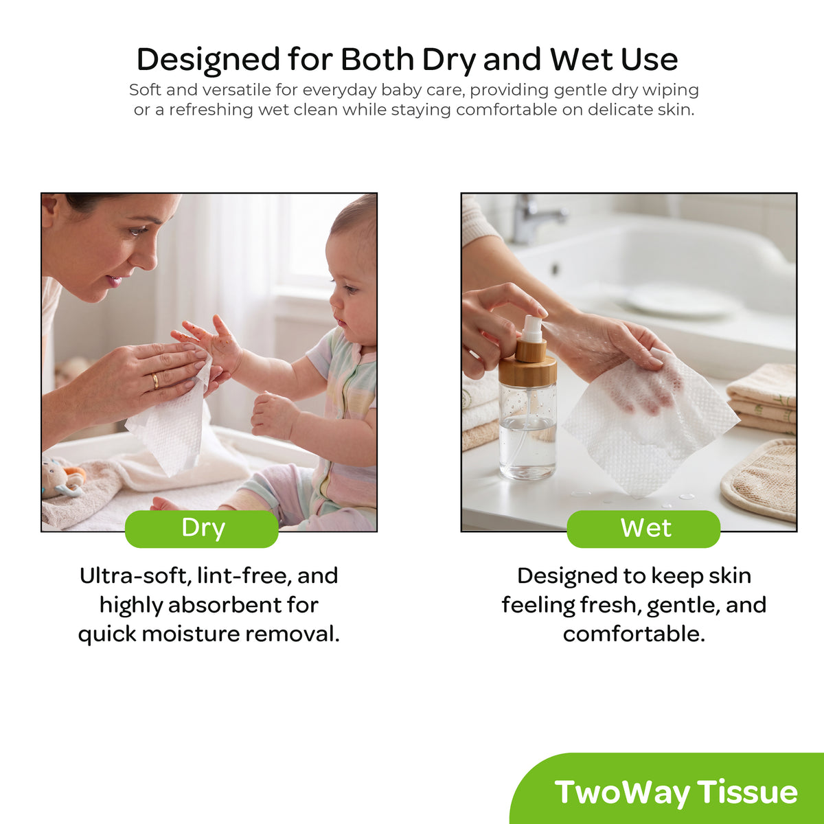 MOON Bamboo Tissues – 2-in-1 Dry & Wet Baby Wipes