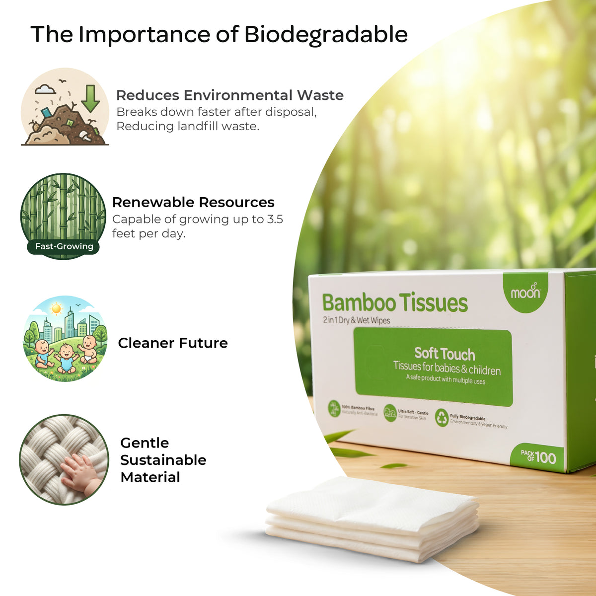 MOON Bamboo Tissues – 2-in-1 Dry & Wet Baby Wipes