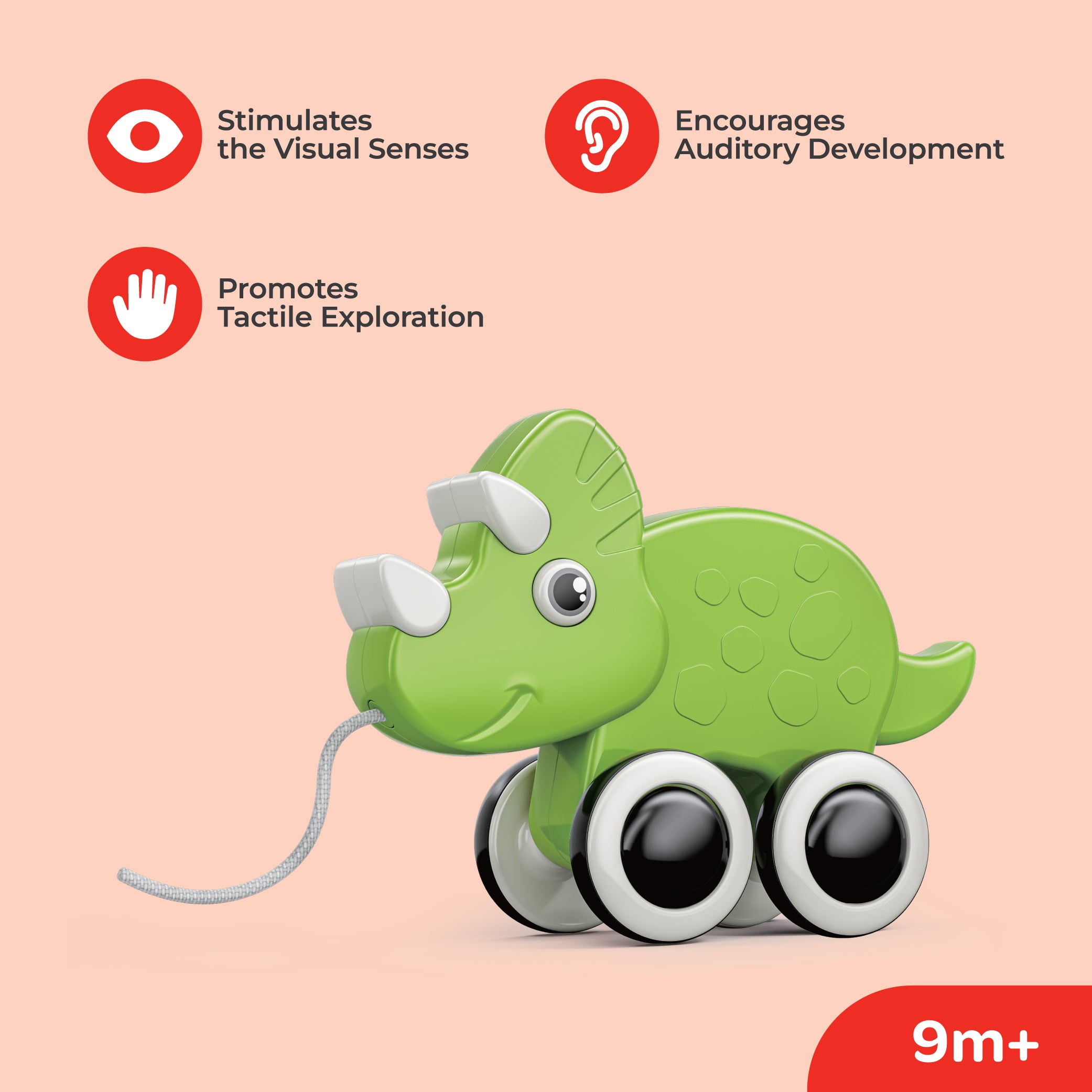 MOON Animal pull toy-Rhino - The Moon Brand™