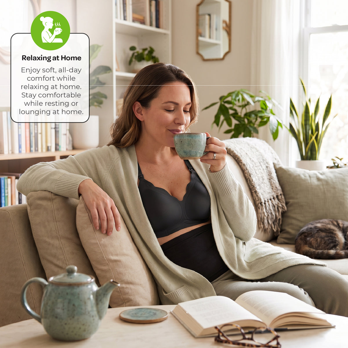 MOON Seamless Nursing Bra – Wireless Maternity Bra (Black)