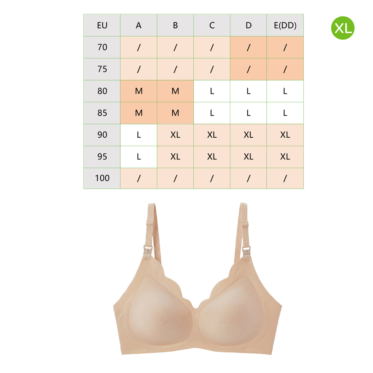MOON Seamless Nursing Bra – Wireless Maternity Breastfeeding Bra (Beige)