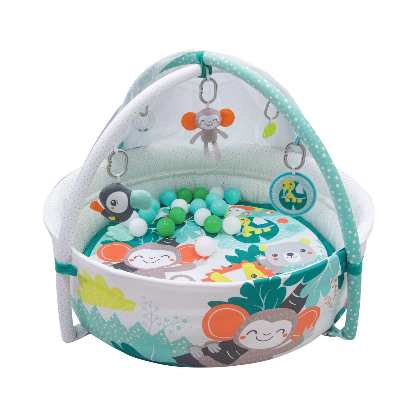 سجادة MOON Jungle Friends ذات القوس الفردي، Om+، سجادة لعب للأطفال وصالة ألعاب رياضية