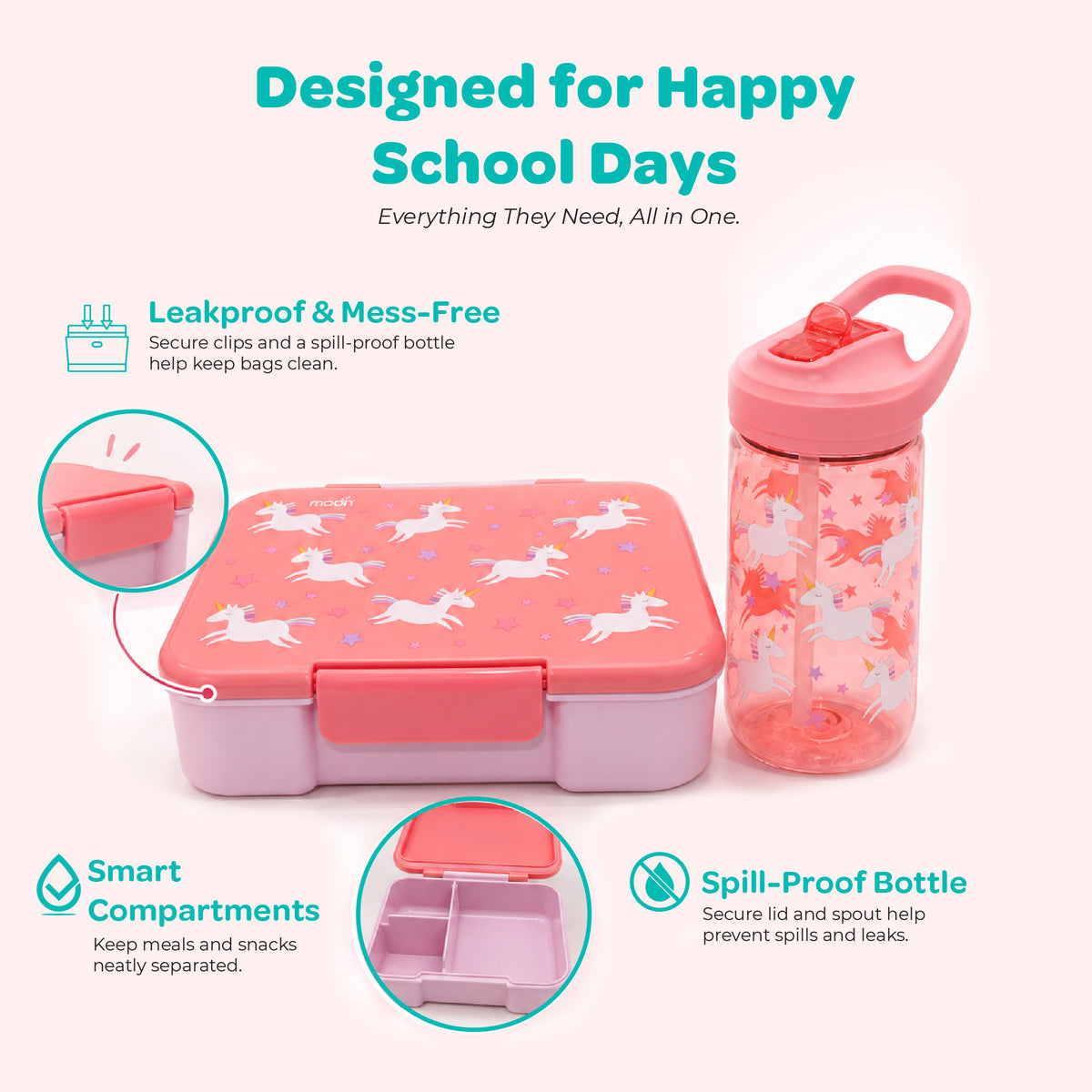MOON Krazii Buddies Kids Lunchbox & Water Bottle Set
