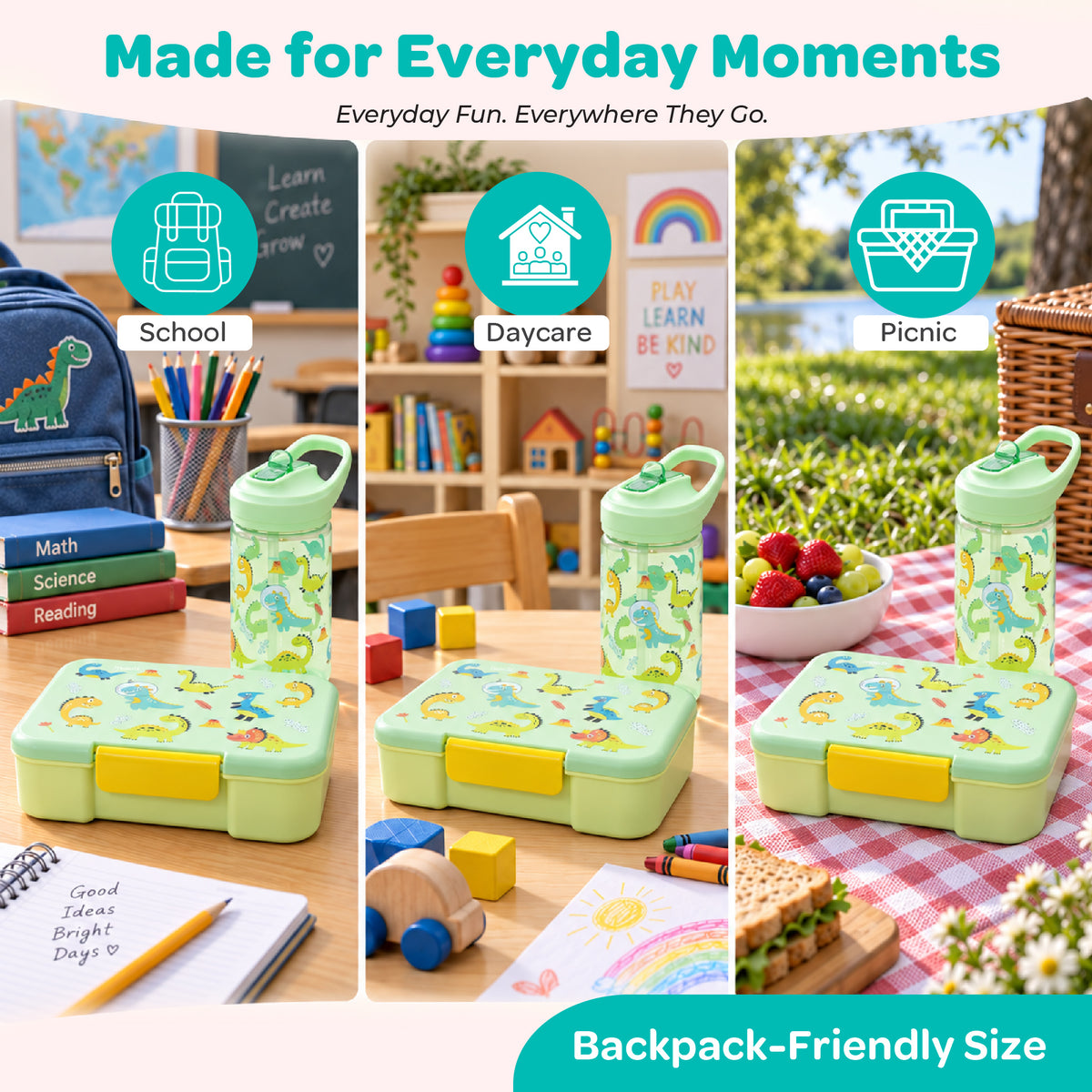 MOON Krazii Buddies Kids Lunchbox & Water Bottle Set