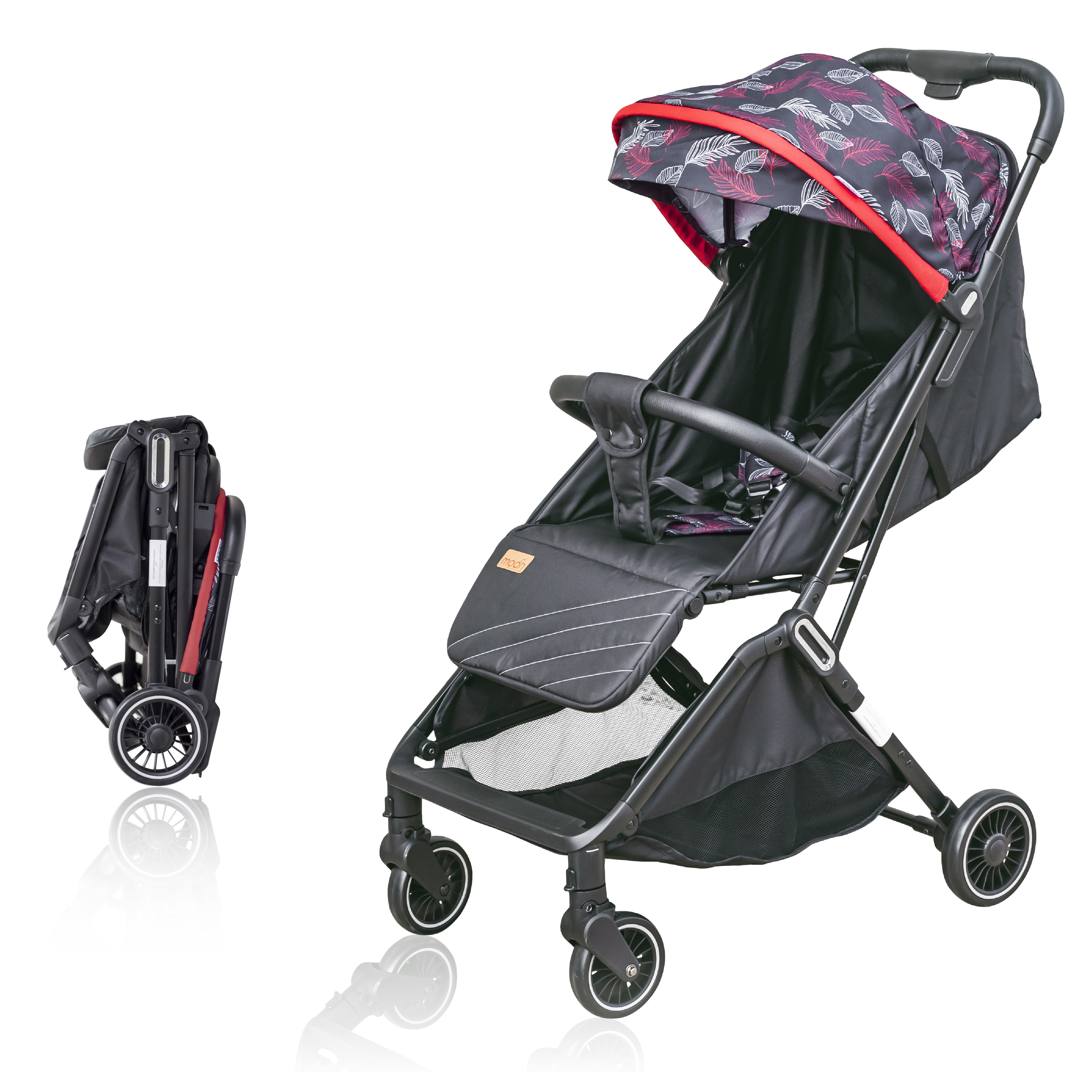 MOON Pronto Autofold Stroller (Leaf Pattern) / ROCCO Diaper Backpack / Organic Cellular Blanket (75 x 100 CM) / Baby Grooming Kit - The Moon Brand™