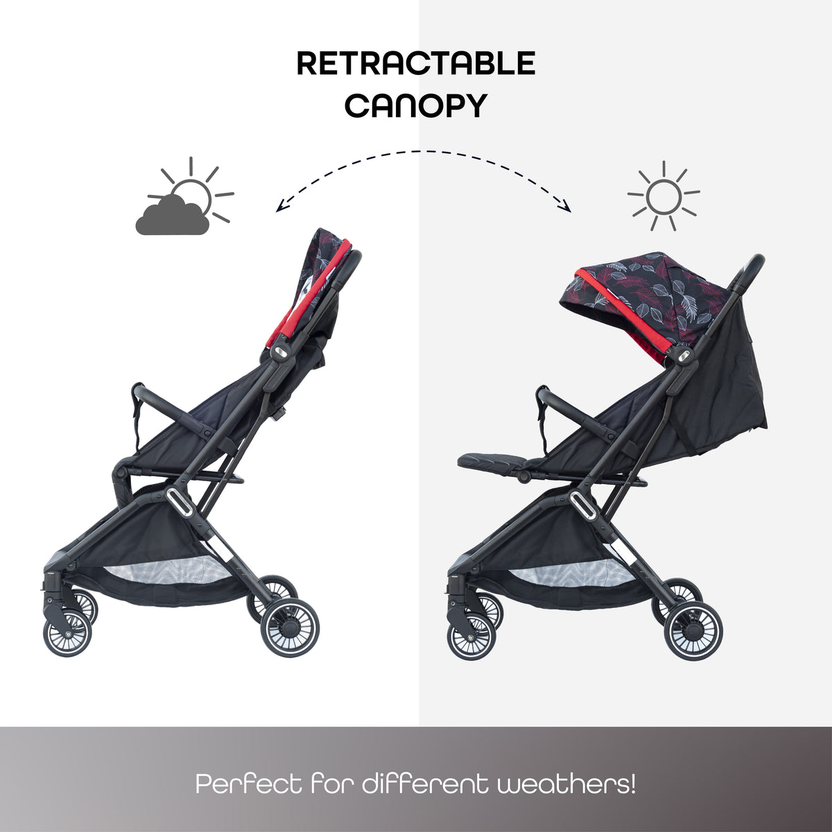 MOON Pronto Autofold stroller -Leaf Pattern — The Moon Brand product image