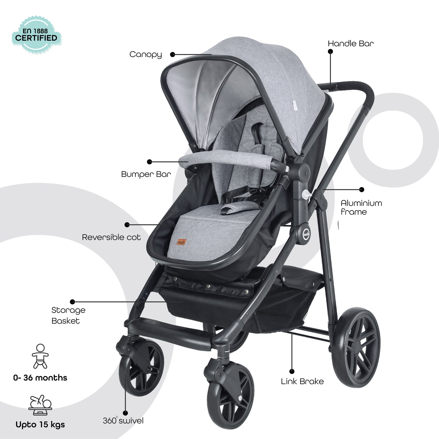 MOON Tres 3 in 1 Travel System-Black