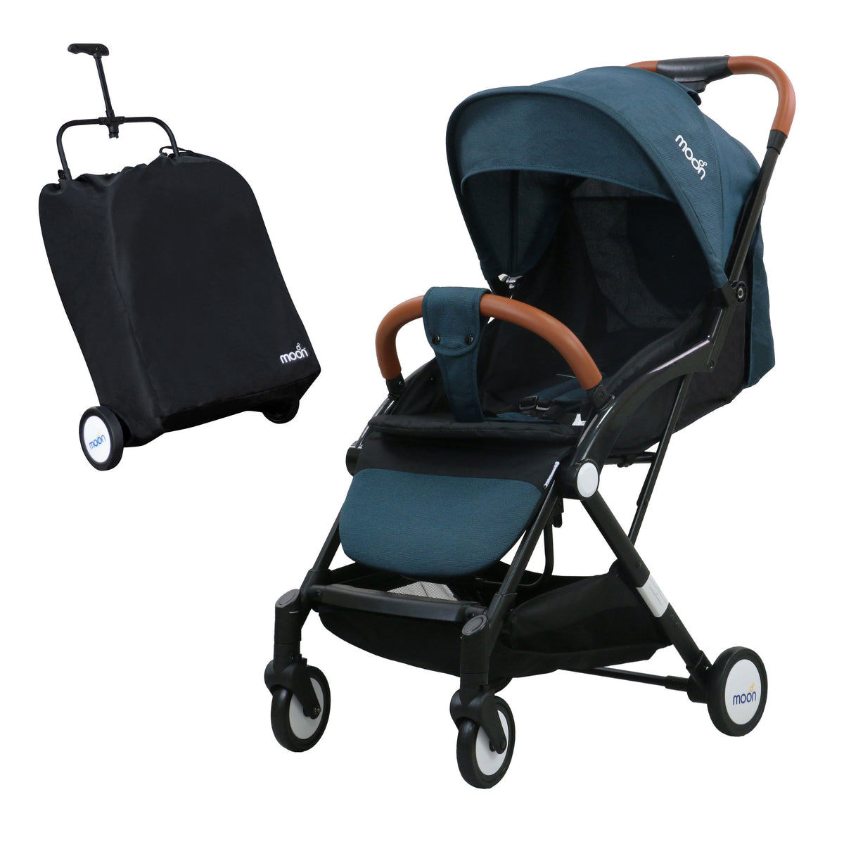 MOON Ritzi - Cabin Stroller - Black/Blue Dots - The Moon Brand™