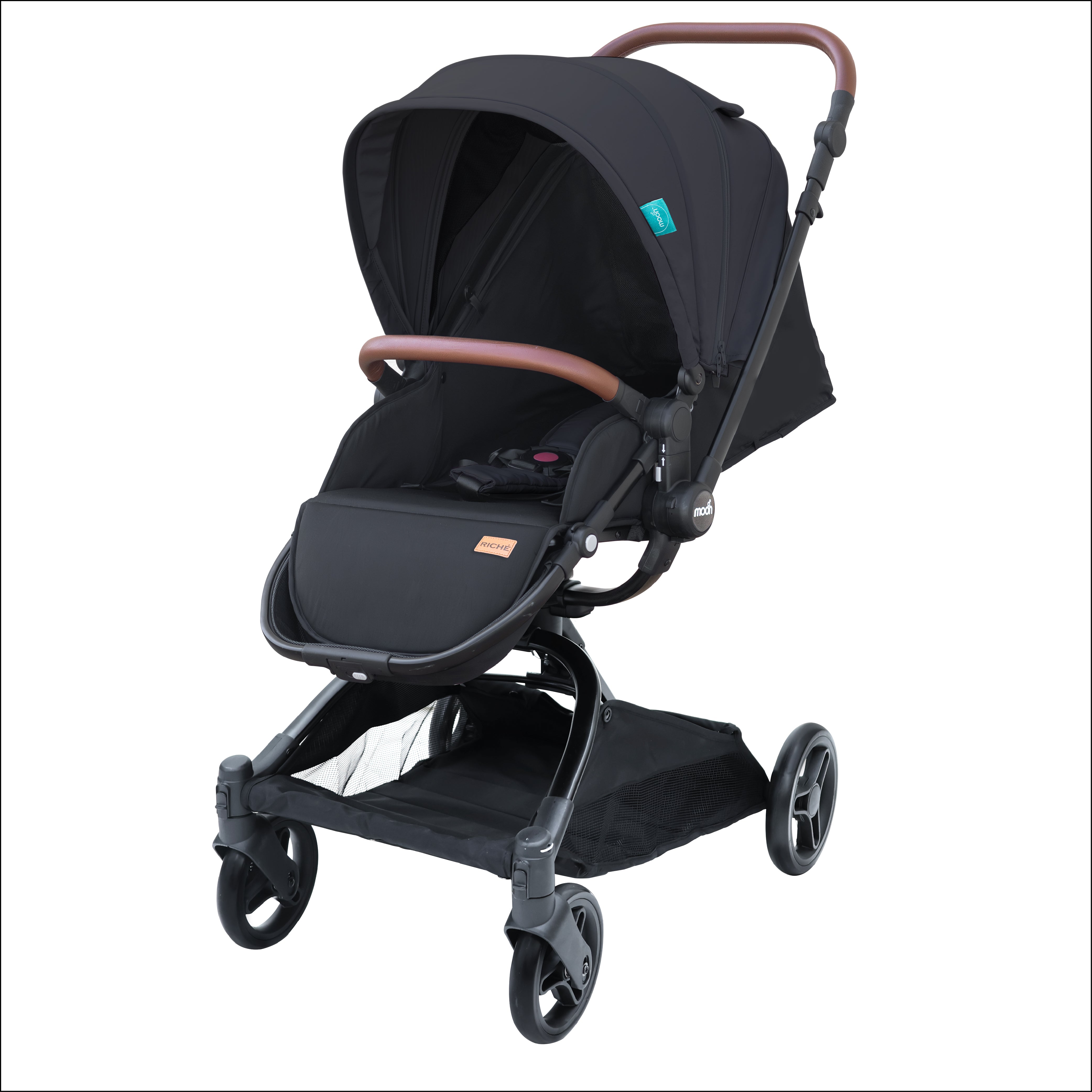 MOON Riche Advanced Baby Stroller ,360° Rotating Handle-Black - The Moon Brand™