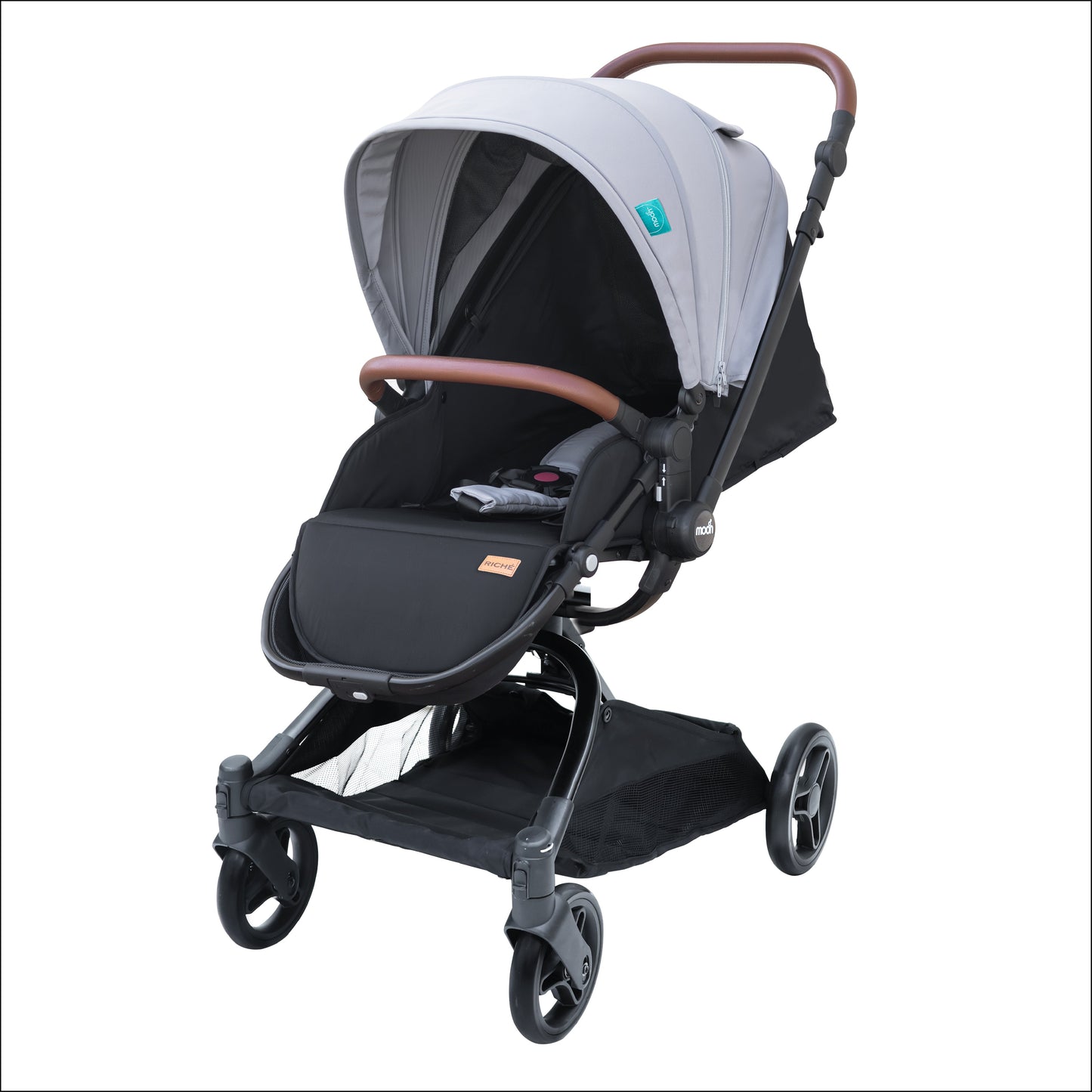 MOON Riche Advanced Baby Stroller ,360° Rotating Handle-Black