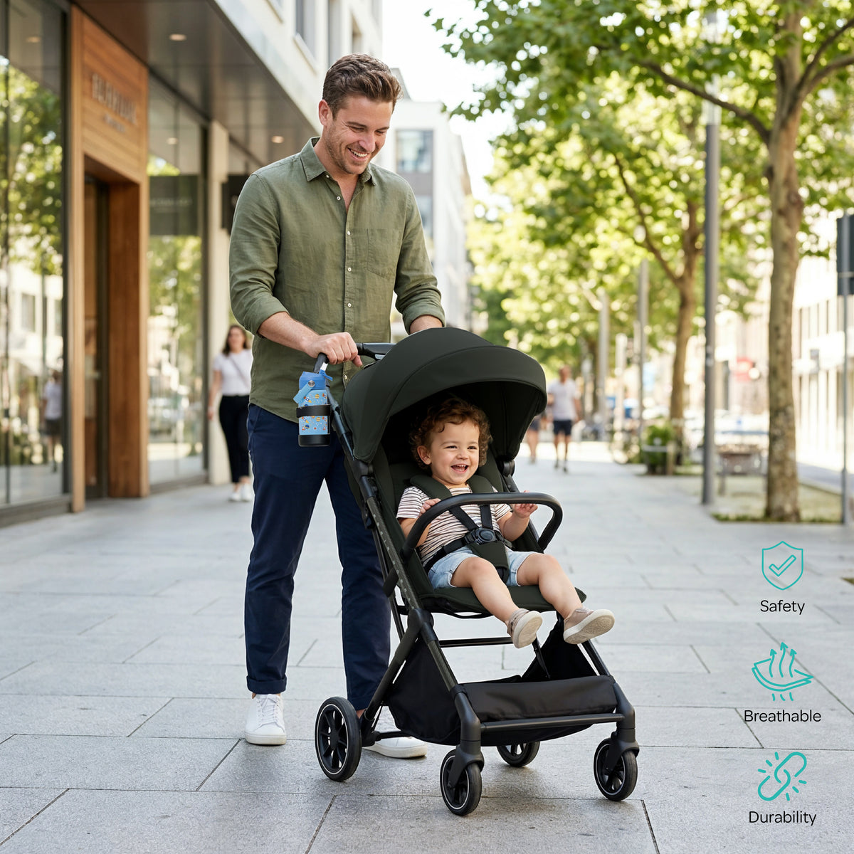 The MOON Brand Tripzi Carbon Fiber Cabin Stroller – Ultra-Lightweight Travel-Ready Stroller with Easy Fold, Five-Point Safety Harness & Leather Handle - The Moon Brand™