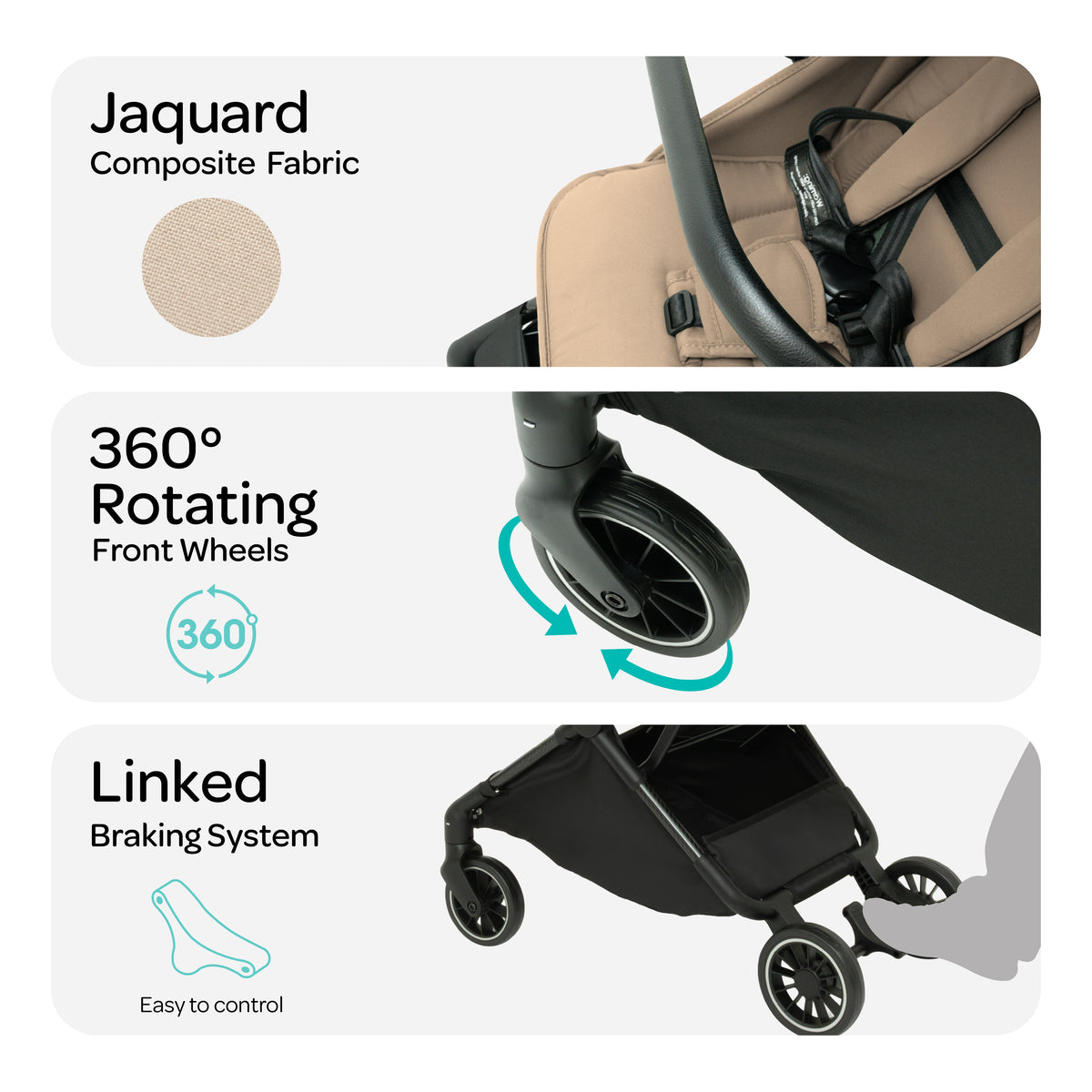 The MOON Brand Tripzi Carbon Fiber Cabin Stroller – Ultra-Lightweight Travel-Ready Stroller with Easy Fold, Five-Point Safety Harness & Leather Handle - The Moon Brand™