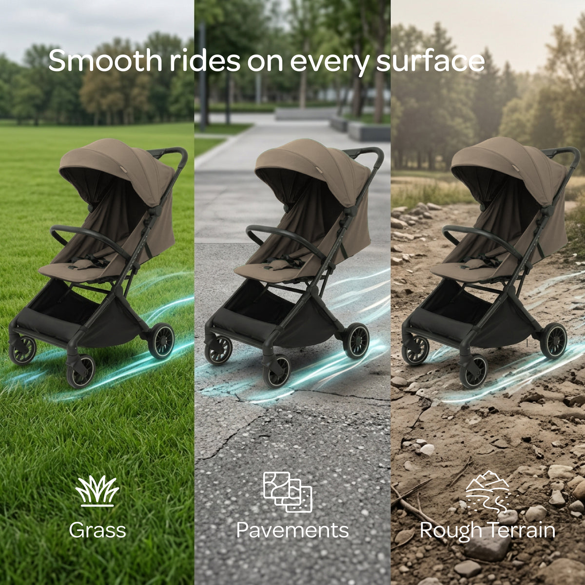 The MOON Brand Tripzi Carbon Fiber Cabin Stroller – Ultra-Lightweight Travel-Ready Stroller with Easy Fold, Five-Point Safety Harness & Leather Handle - The Moon Brand™