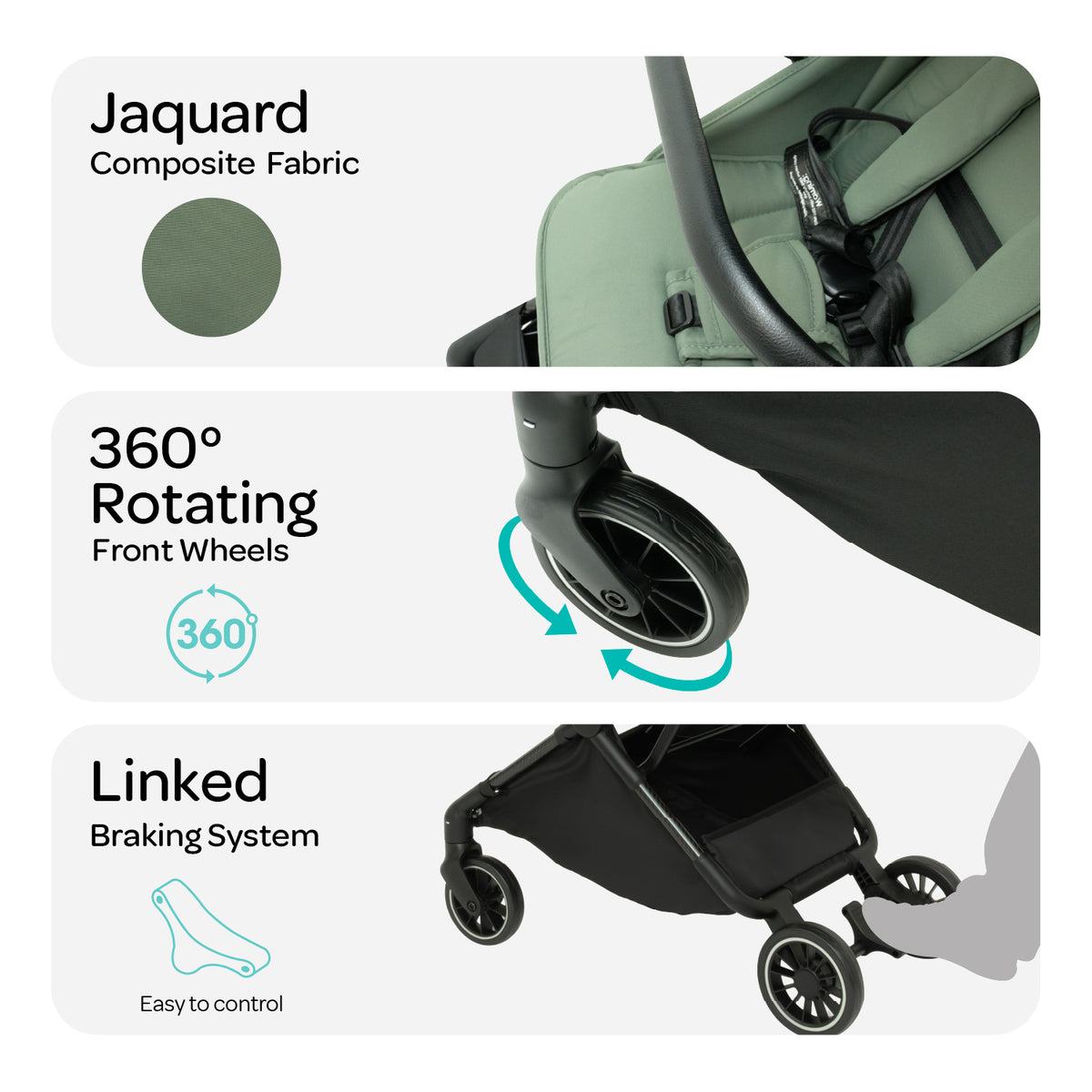 The MOON Brand Tripzi Carbon Fiber Cabin Stroller – Ultra-Lightweight Travel-Ready Stroller with Easy Fold, Five-Point Safety Harness & Leather Handle - The Moon Brand™