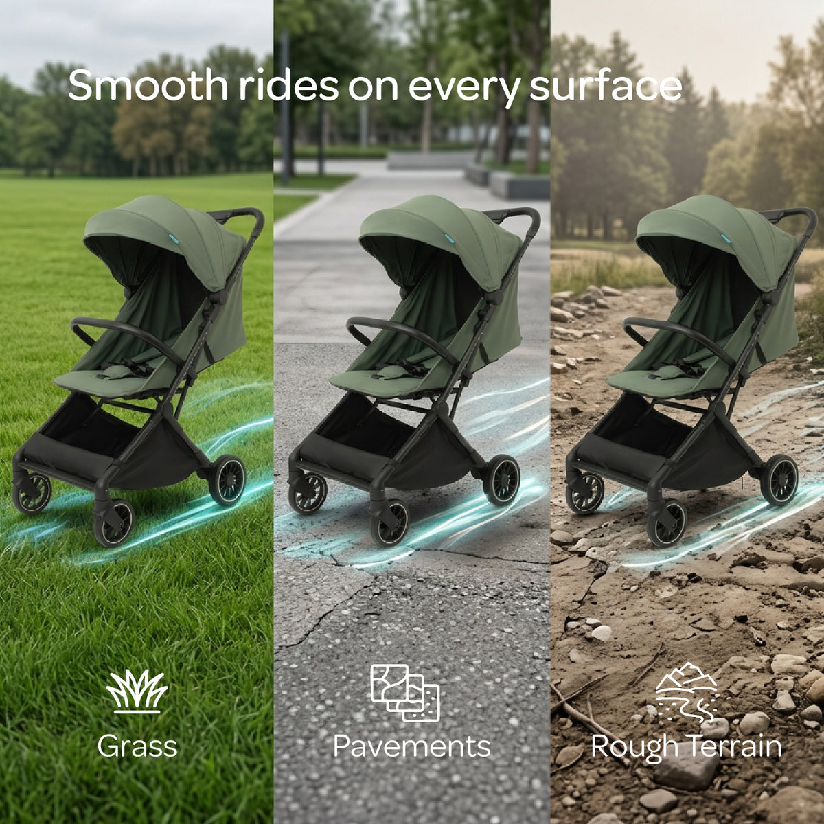 The MOON Brand Tripzi Carbon Fiber Cabin Stroller – Ultra-Lightweight Travel-Ready Stroller with Easy Fold, Five-Point Safety Harness & Leather Handle - The Moon Brand™