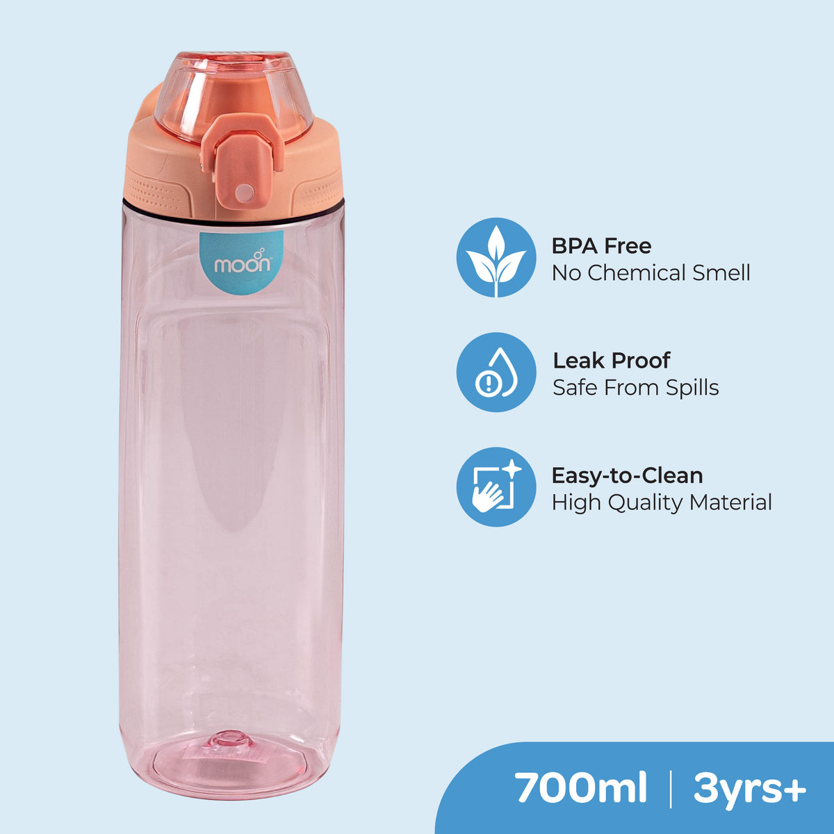 The Moon Brand Active Chug Bottle for Kids Portable 700ml Sippy Mug with Easy Sipping Spill Proof & Break Resistant BPA Free Dishwasher Safe- for All Kids- Blue - The Moon Brand™