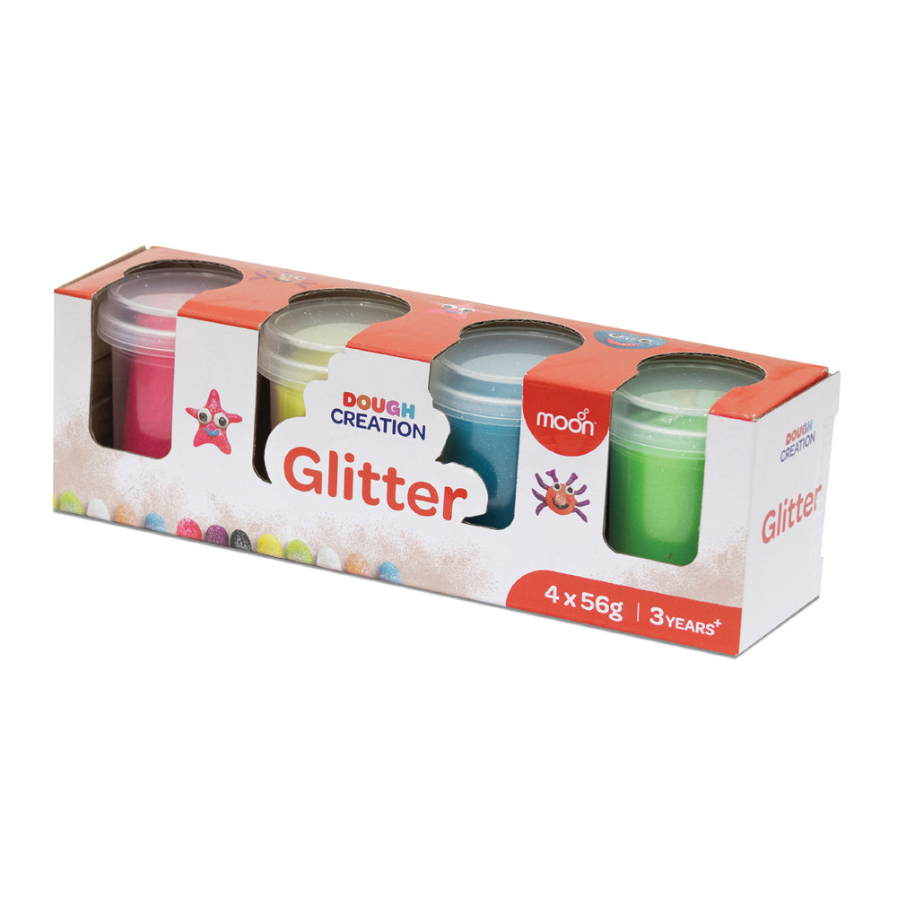 MOON Glitter Dough Creations Set of 4 for 3+ Years – Multi Color – 4 x 56g - The Moon Brand™