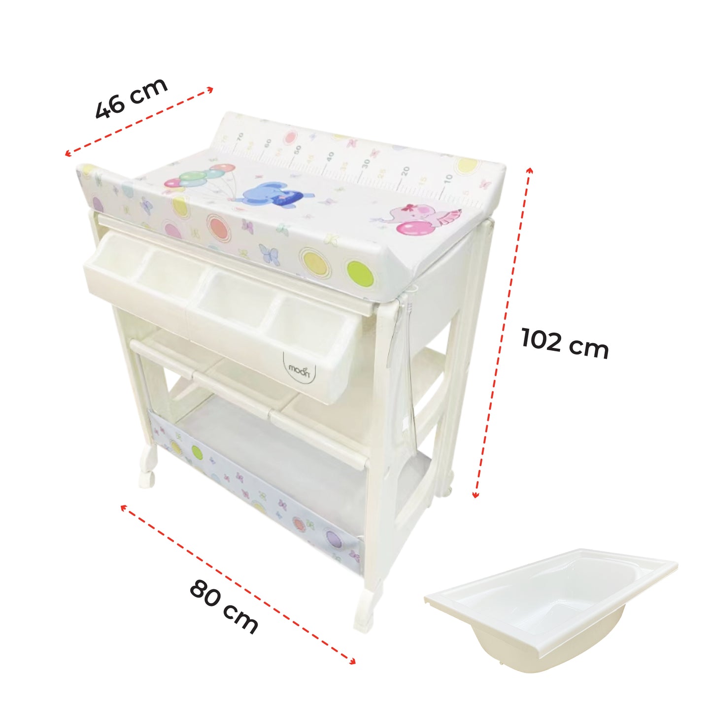 MOON Changing Station-Baby Elephants with Balloons (82 x 52 x 102 cm)