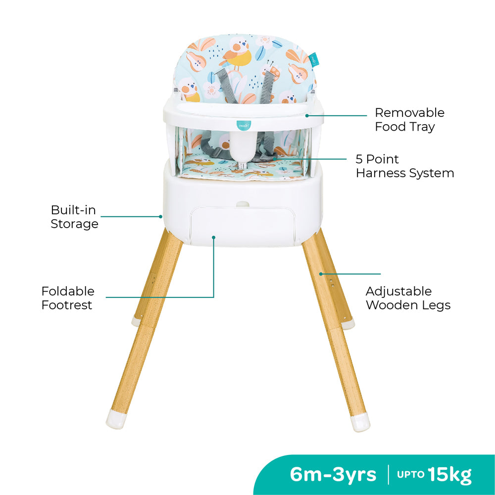 MOON Hite-Rite 4-in-1 Convertible -Baby Highchair-Booster-Dining Chair-Carry Box-Green