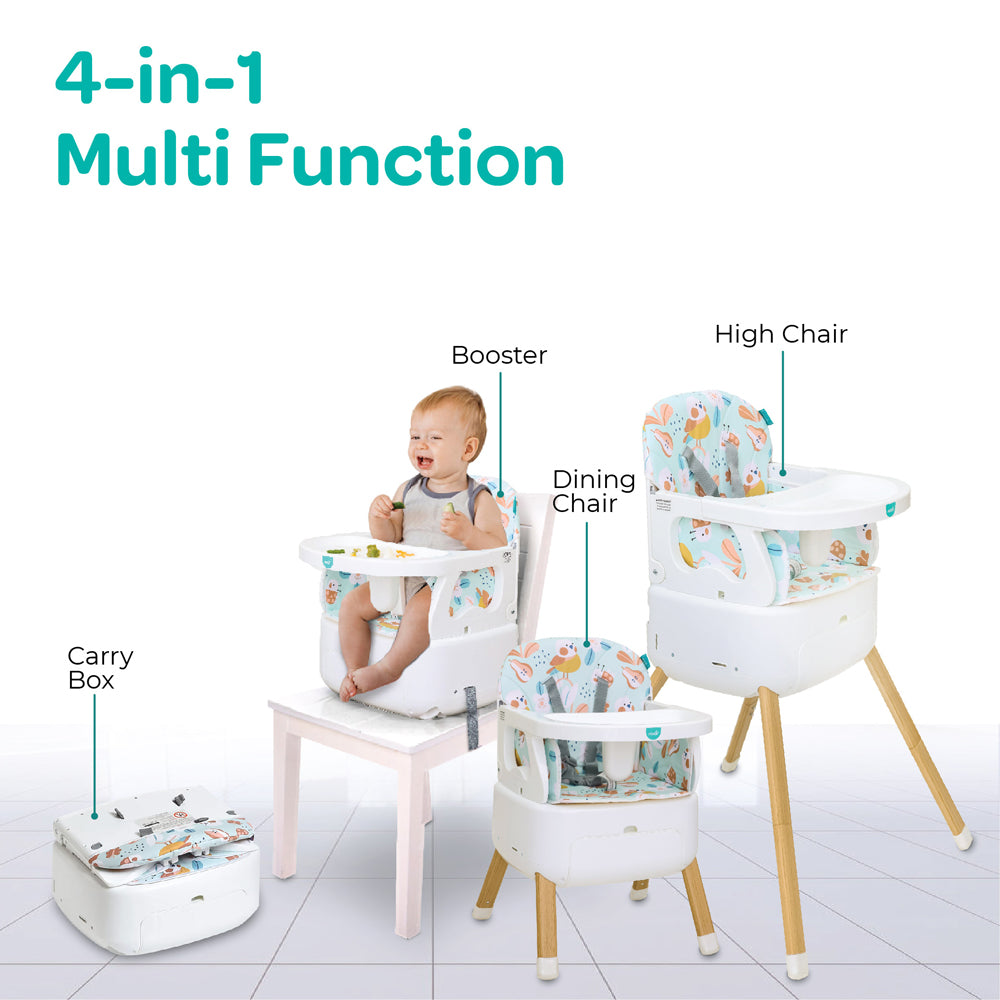 MOON Hite-Rite 4-in-1 Convertible -Baby Highchair-Booster-Dining Chair-Carry Box-Green