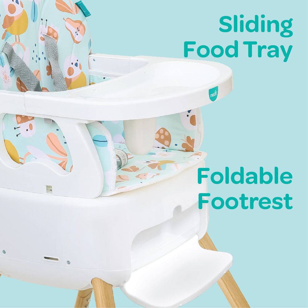 MOON Hite-Rite 4-in-1 Convertible -Baby Highchair-Booster-Dining Chair-Carry Box-Green