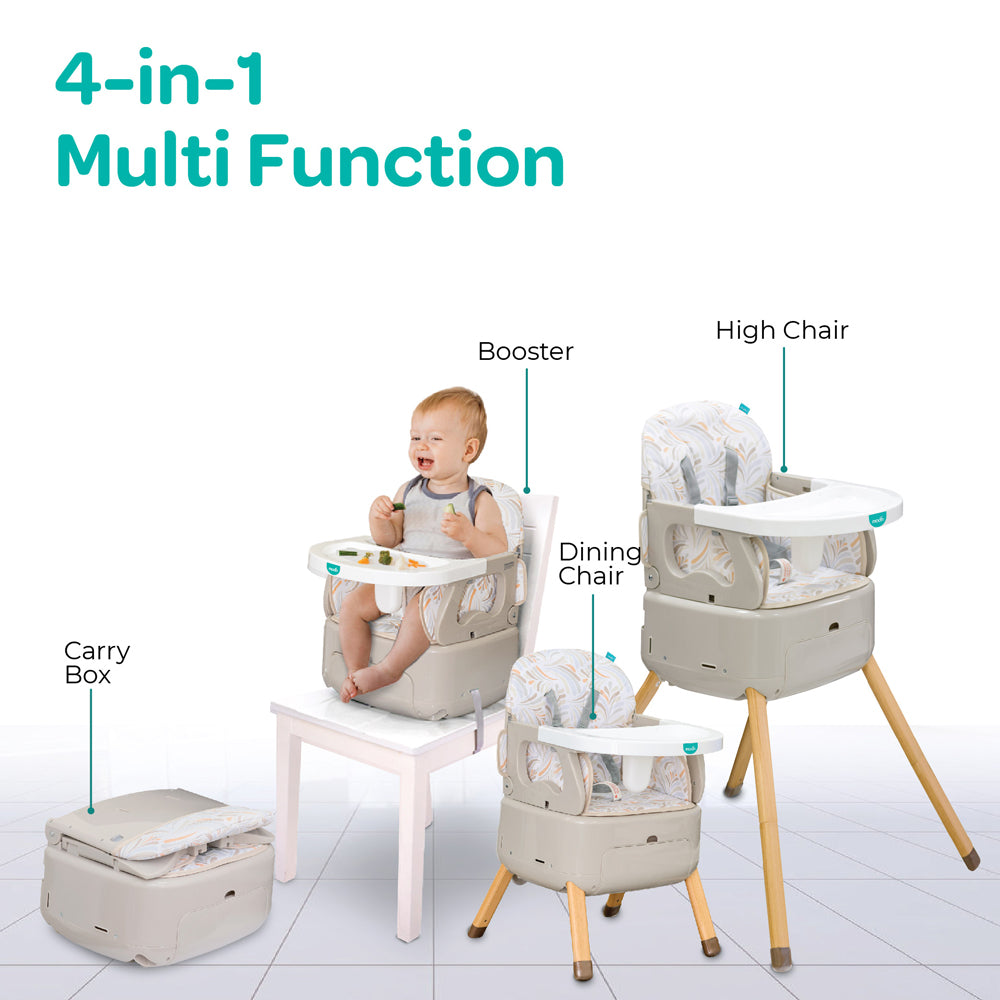 MOON Hite-Rite 4-in-1 Convertible -Baby Highchair-Booster-Dining Chair-Carry Box-Green