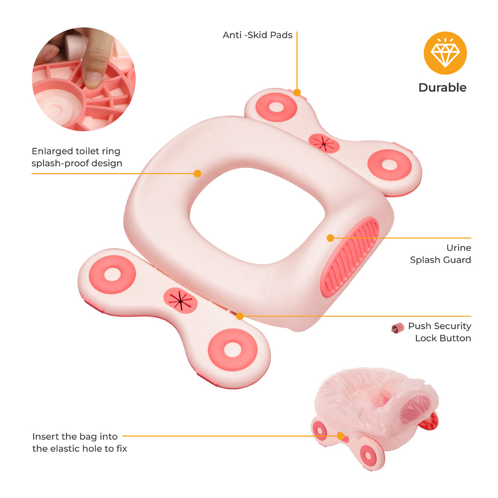 MOON Travel Baby Potty Seat (Pink) / MOON Disposable Toilet Seat Cover (Dino, 66 x 63 cm) - The Moon Brand™