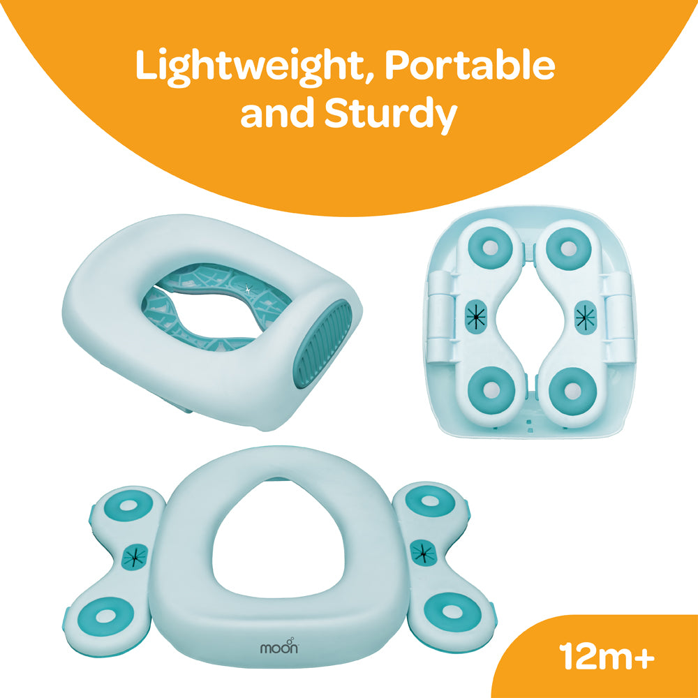 MOON Travel Baby Potty Seat (Blue) / MOON Disposable Toilet Seat Cover (Dino, 66 x 63 cm)