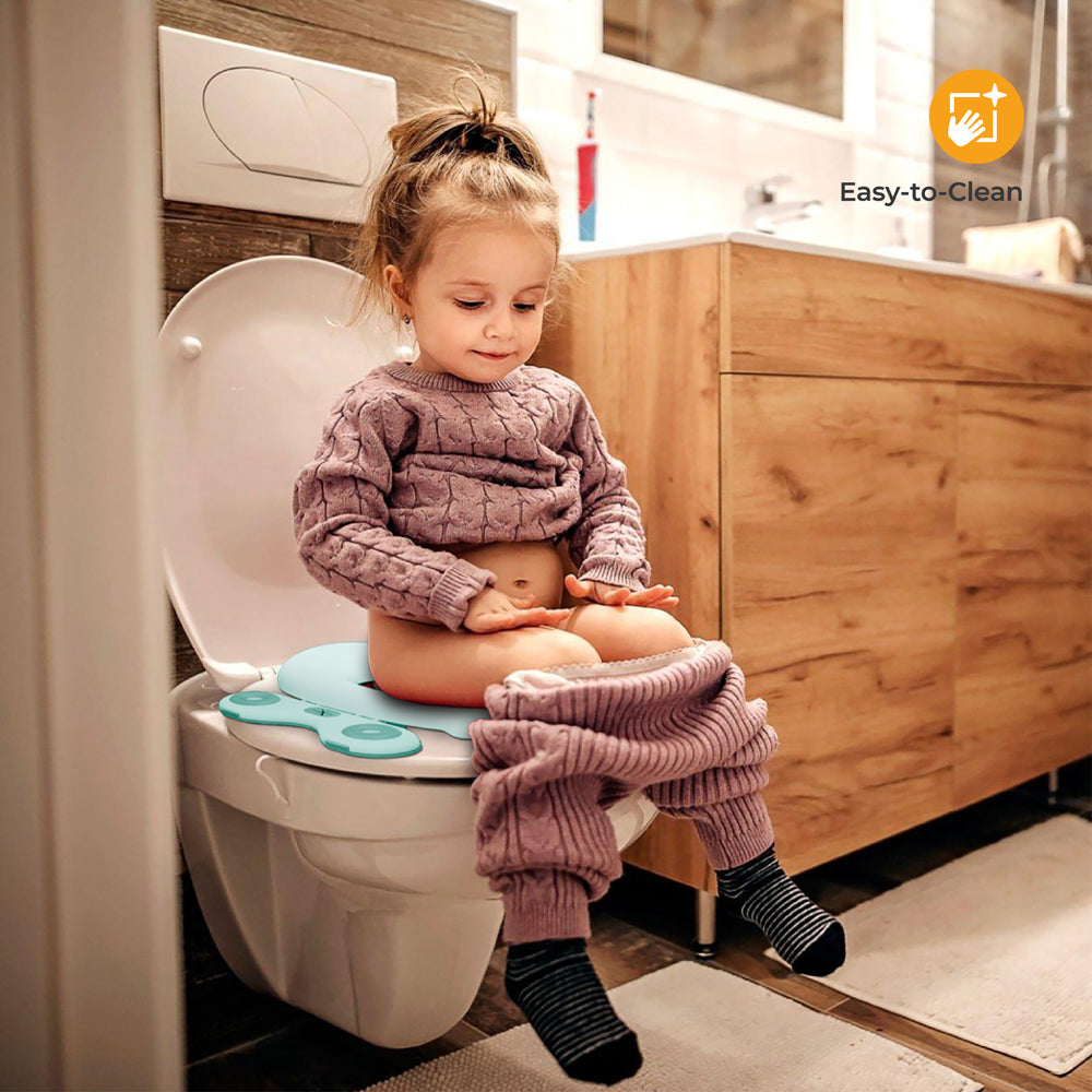 MOON Travel Baby Potty Seat (Blue) / MOON Disposable Toilet Seat Cover (Dino, 66 x 63 cm)