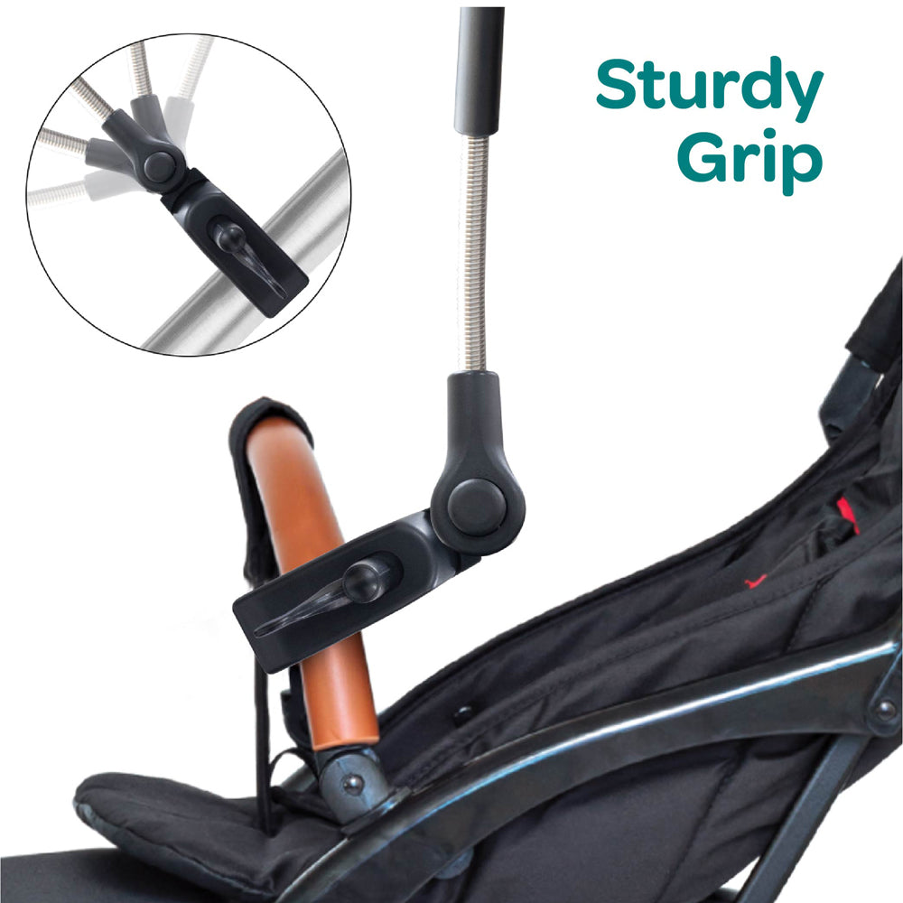 MOON waterproof Baby Stroller Umbrella with 180 Degree adjustable arm- Universal Clip-Black
