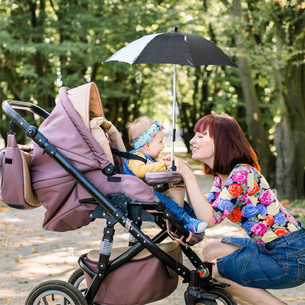 MOON waterproof Baby Stroller Umbrella with 180 Degree adjustable arm- Universal Clip-Black