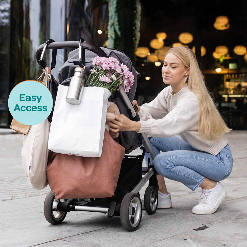MOON Hands-Free Baby Stroller Hook - Durable, Lightweight & Strong - Black