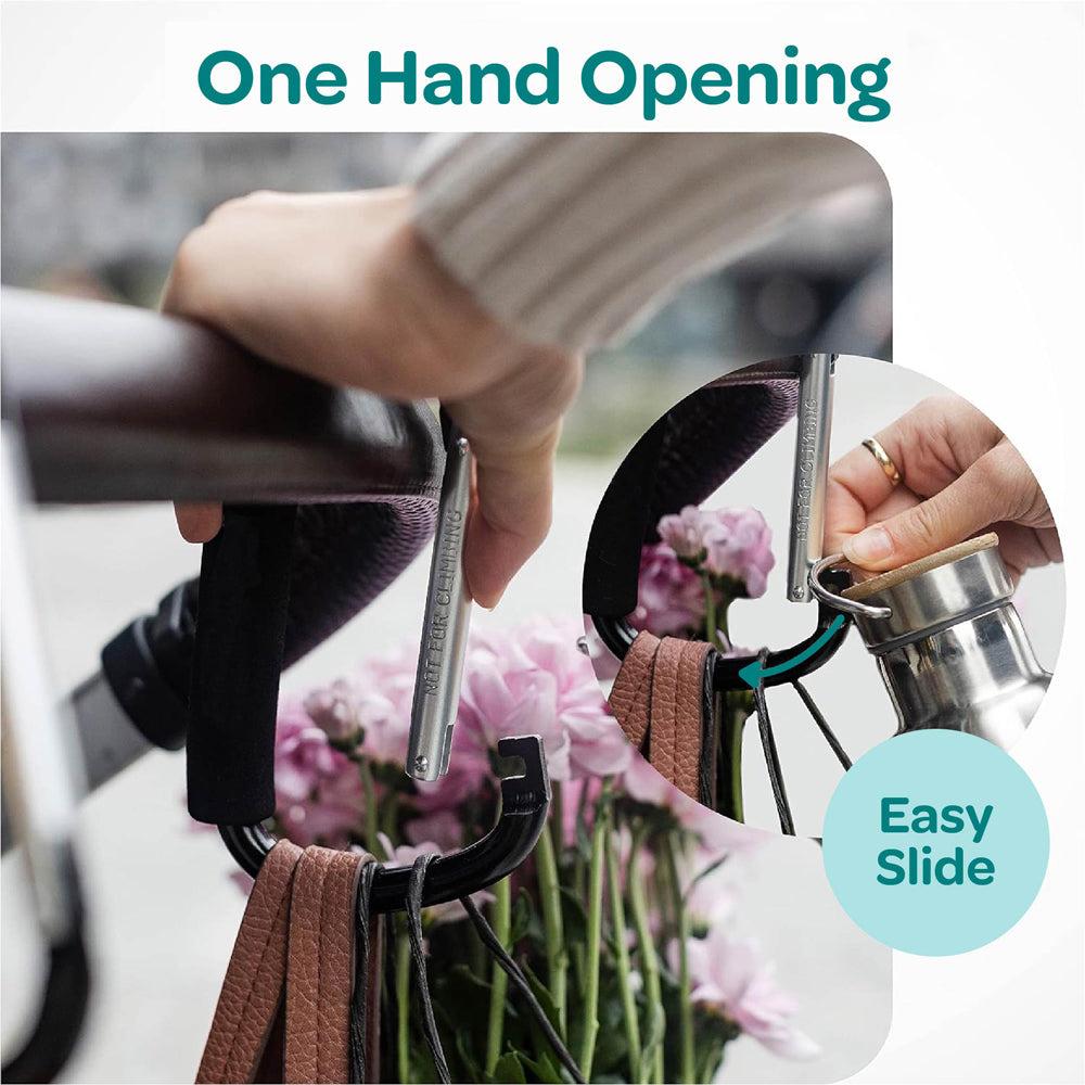 MOON Hands-Free Baby Stroller Hook - Durable, Lightweight & Strong - Black