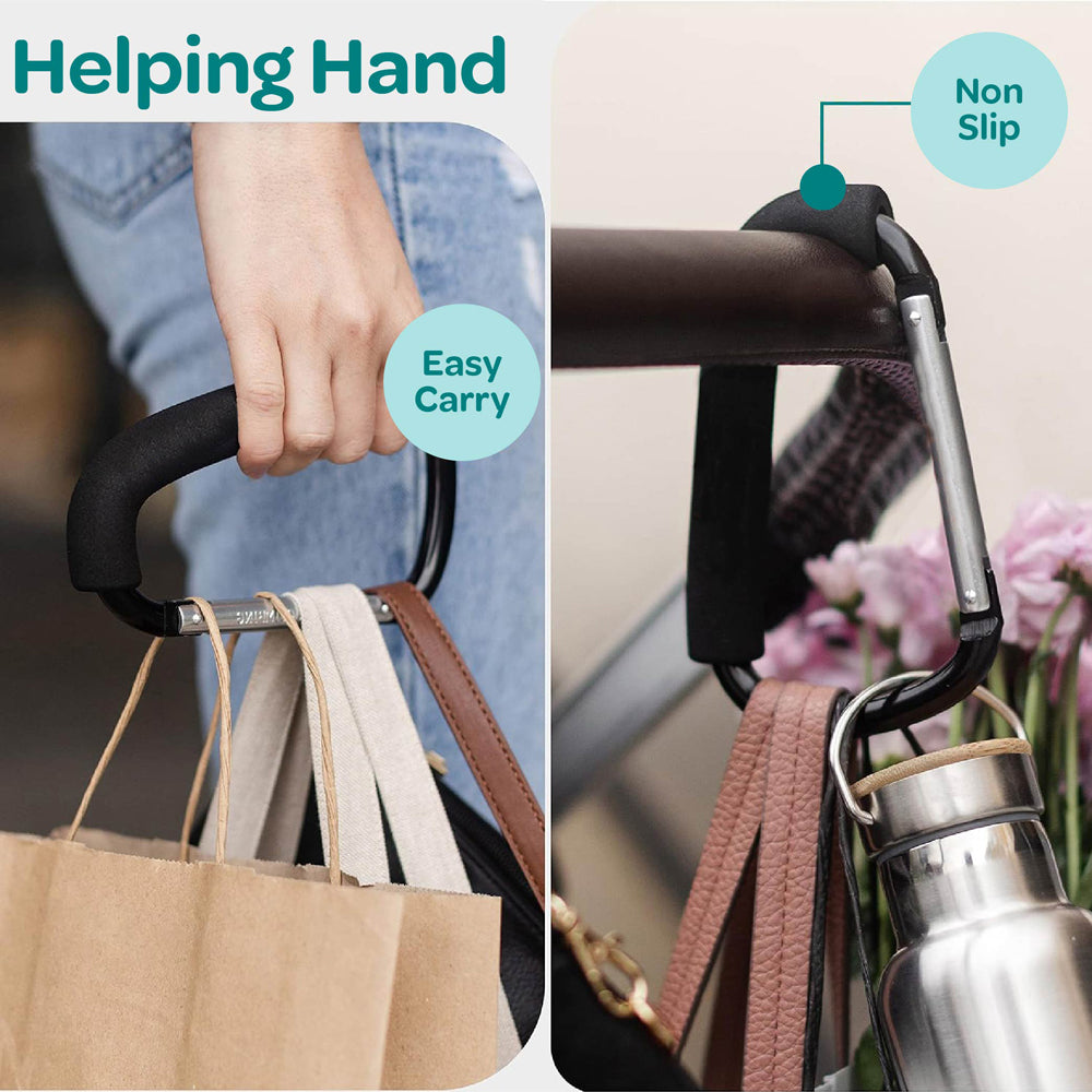 MOON Hands-Free Baby Stroller Hook - Durable, Lightweight & Strong - Black
