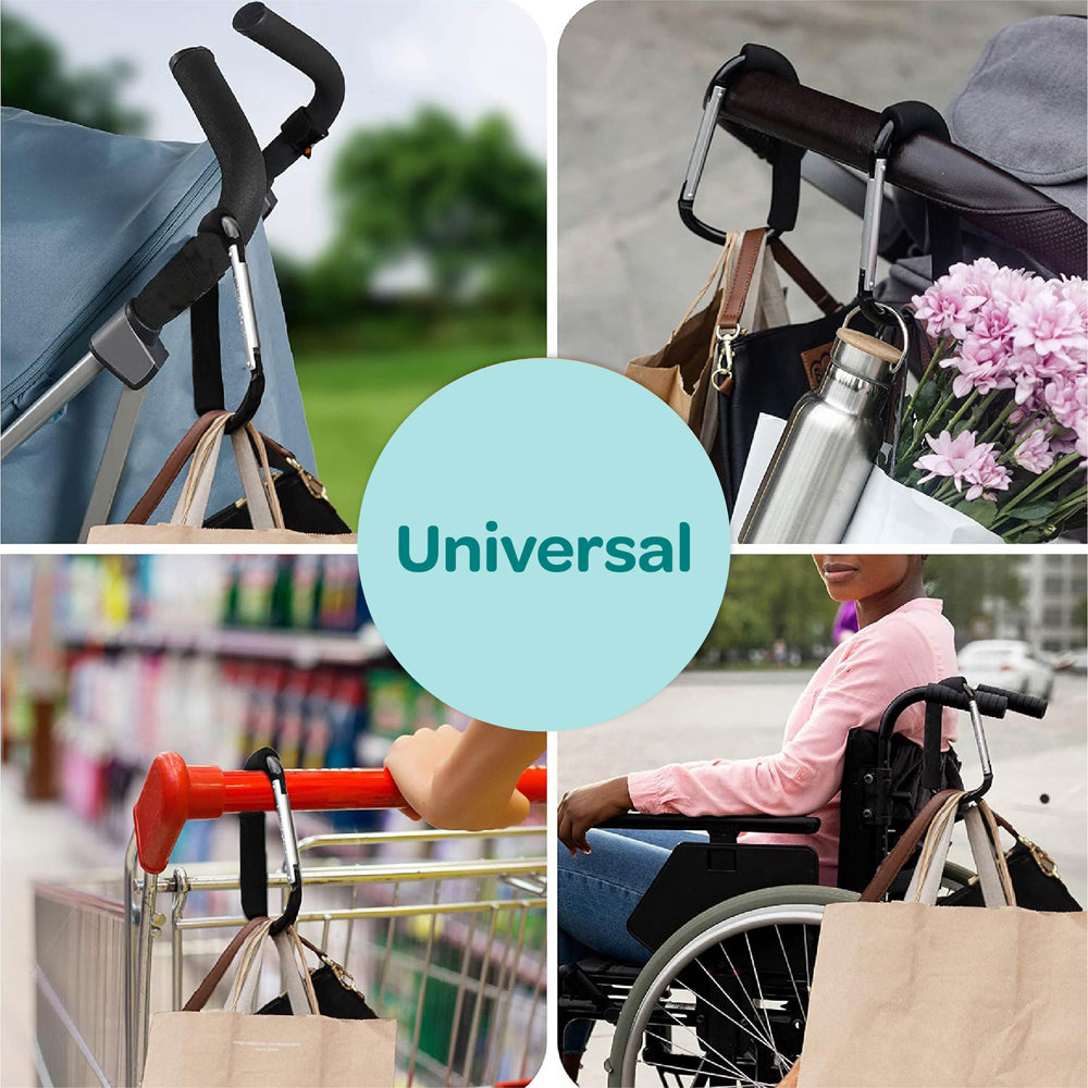 MOON Hands-Free Baby Stroller Hook - Durable, Lightweight & Strong - Black