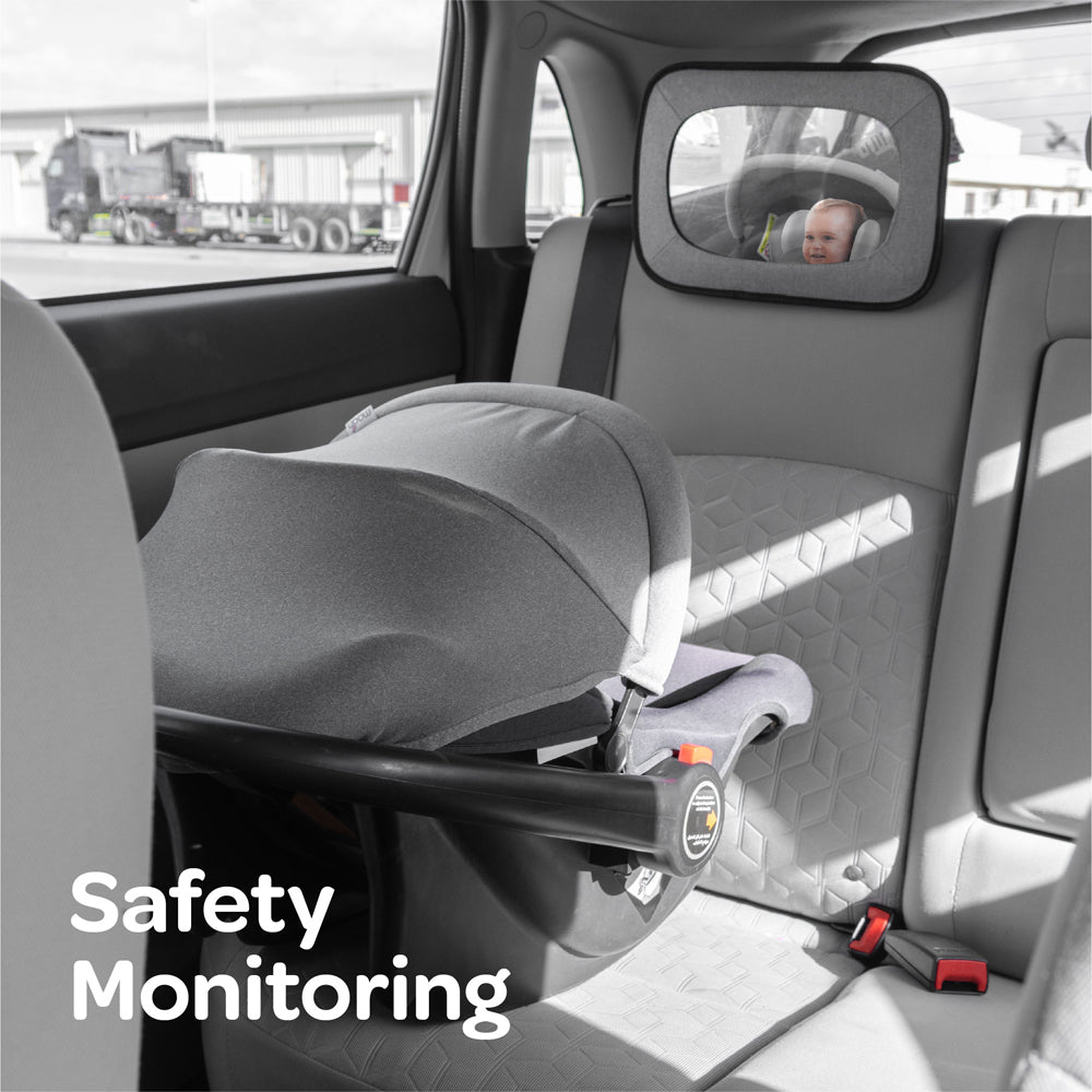 MOON Sumo Baby/Infant Car Seat (0-6 Years, 0-25 Kg, Light Grey) / Baby Back Seat Mirror (Grey) / Baby Back Seat Organizer (Black Prismatic) - The Moon Brand™