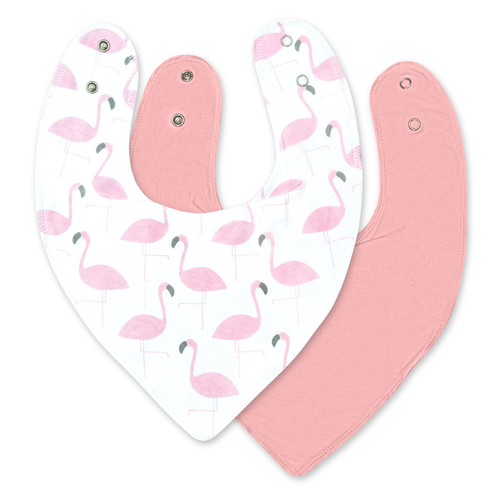 MOON Organic Bandana Bibs ( PK -2)Flamingo & pink - The Moon Brand™