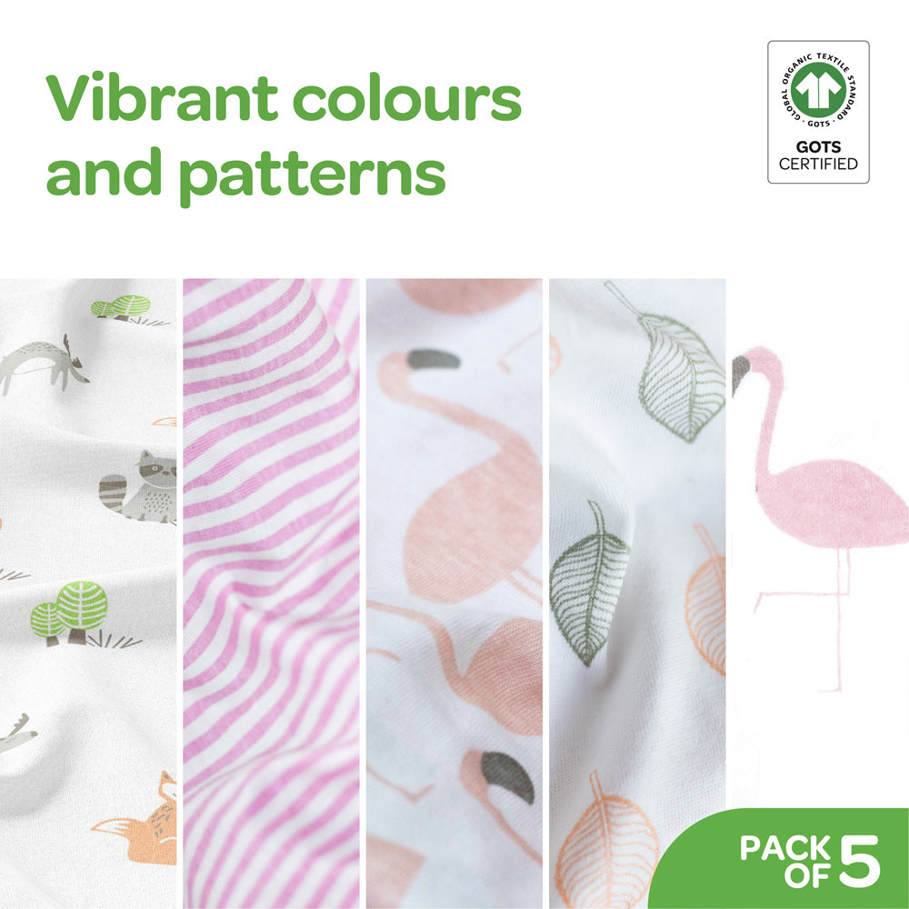 طقم ملابس جسم للأطفال من MOON، مكون من 5 قطع، للبنات، من 6 إلى 9 أشهر