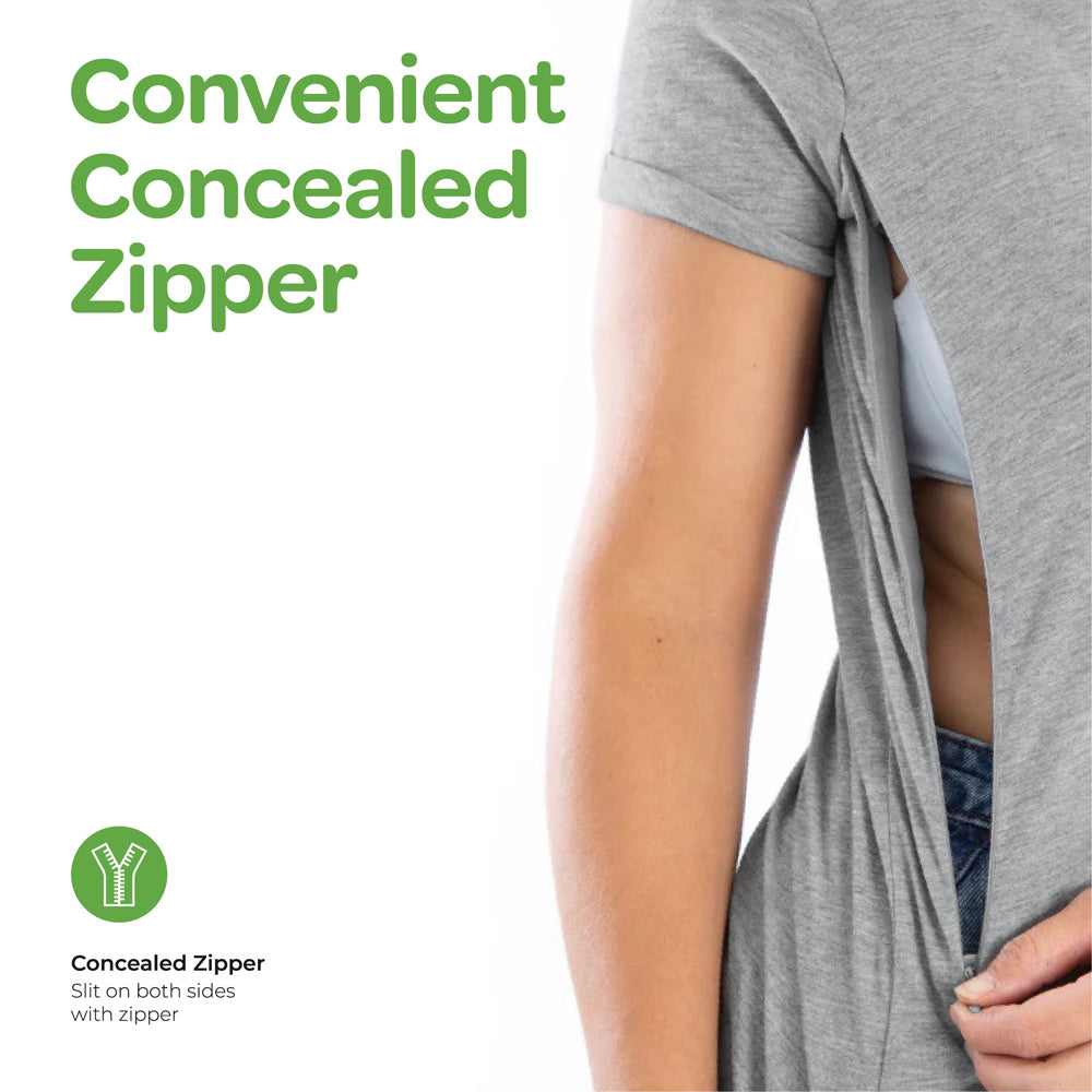 تيشيرت الرضاعة العضوية للأمهات من MOON - رمادي غامق