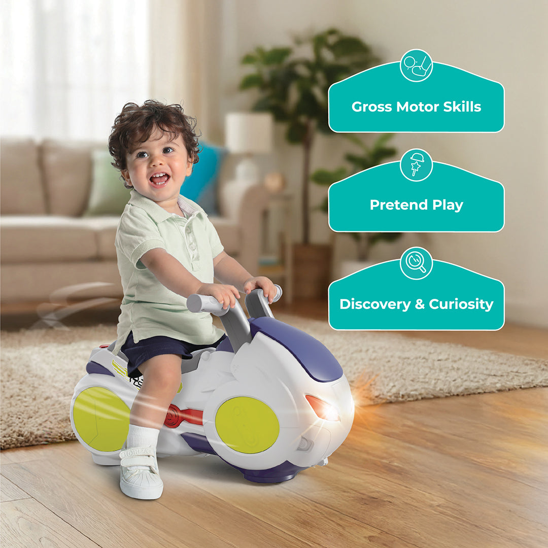 MOON Drifting Motorcycle Ride-On Toy for Kids -White — The Moon Brand product image