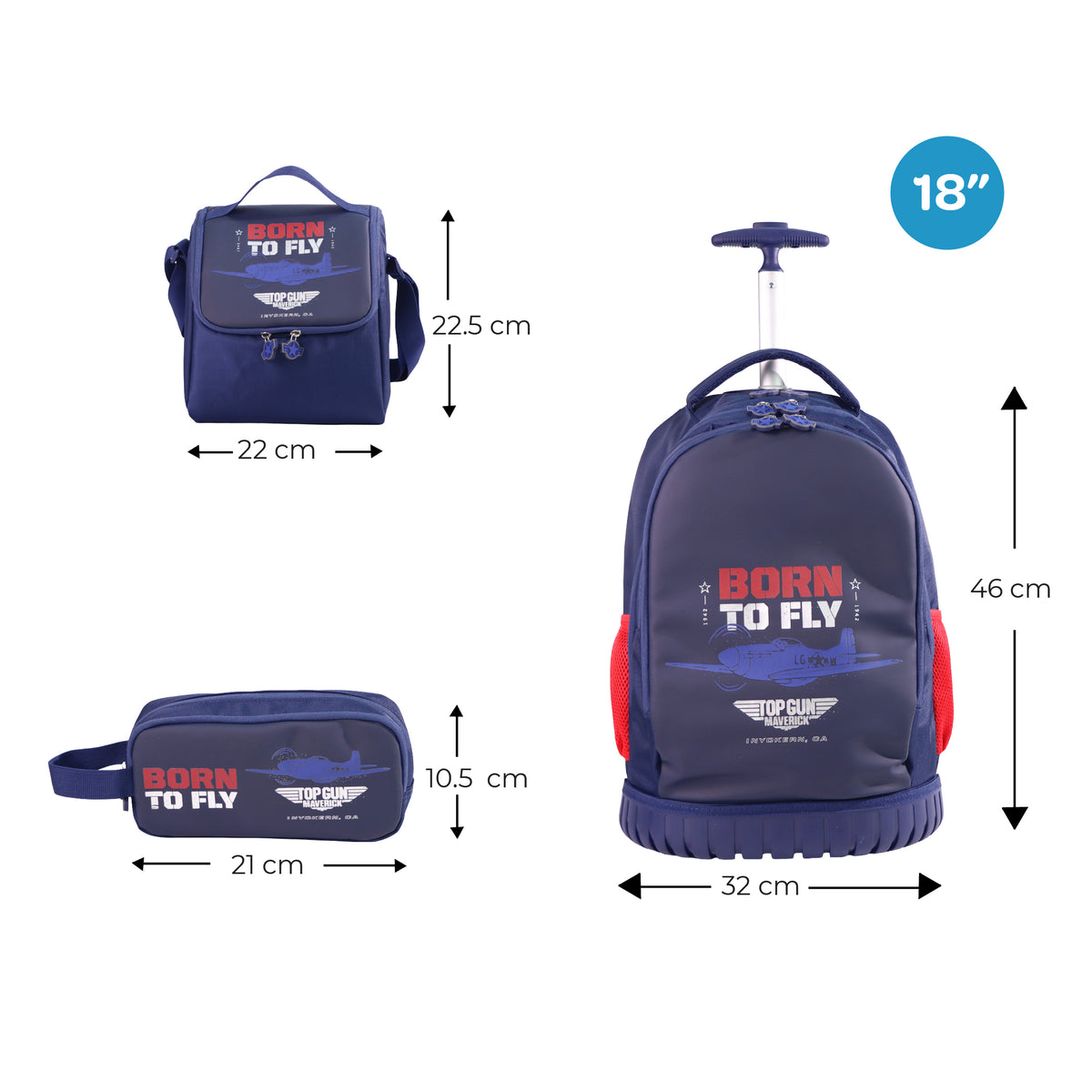 MOON Licensed Top Gun 3-in-1 Kids Trolley Set