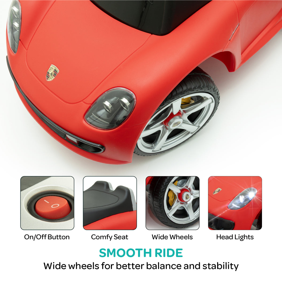 MOON Mini Motors Porsche Carrera GT Foot-to-Floor Ride-On ,1.5-5 Years -Red