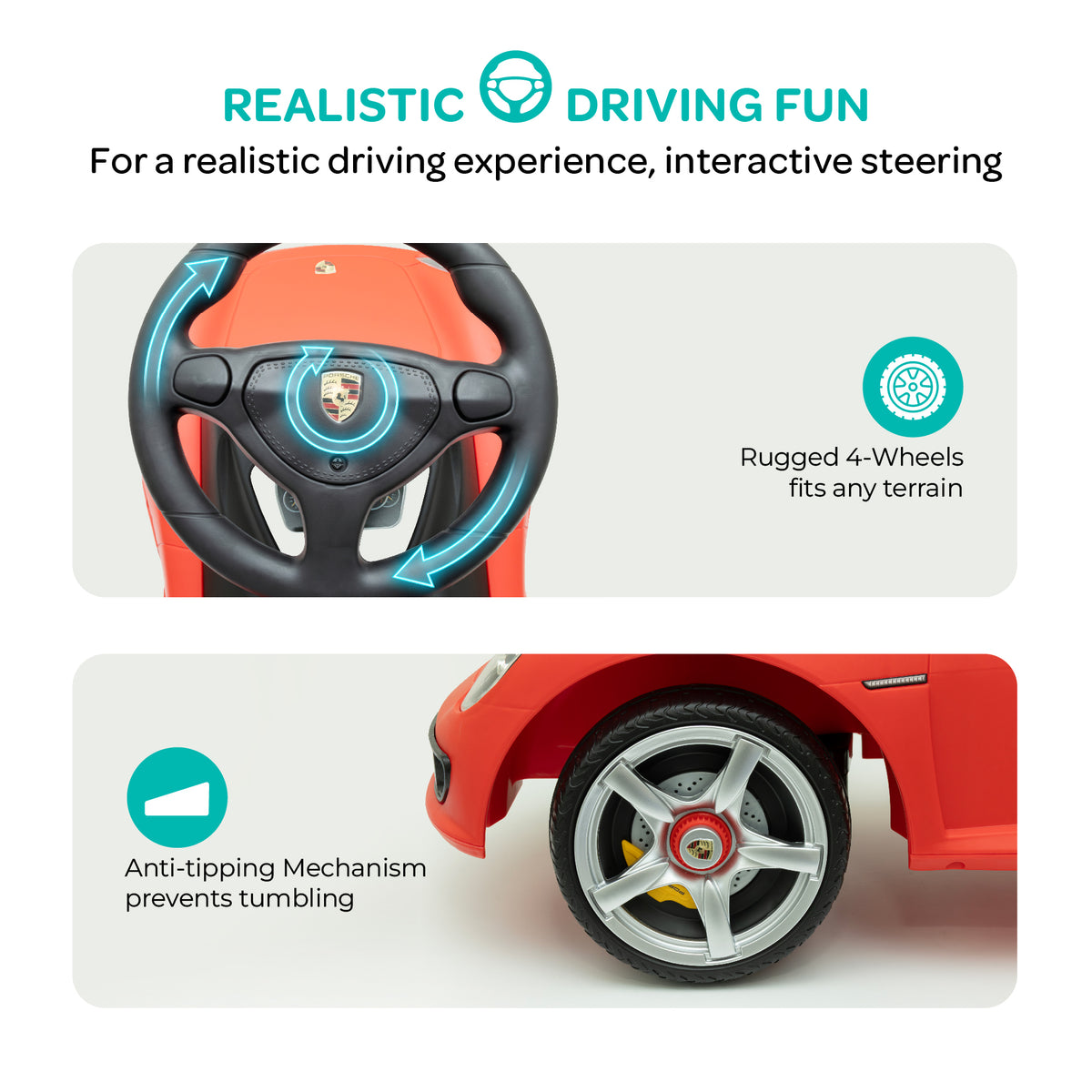 MOON Mini Motors Porsche Carrera GT Foot-to-Floor Ride-On ,1.5-5 Years -Red