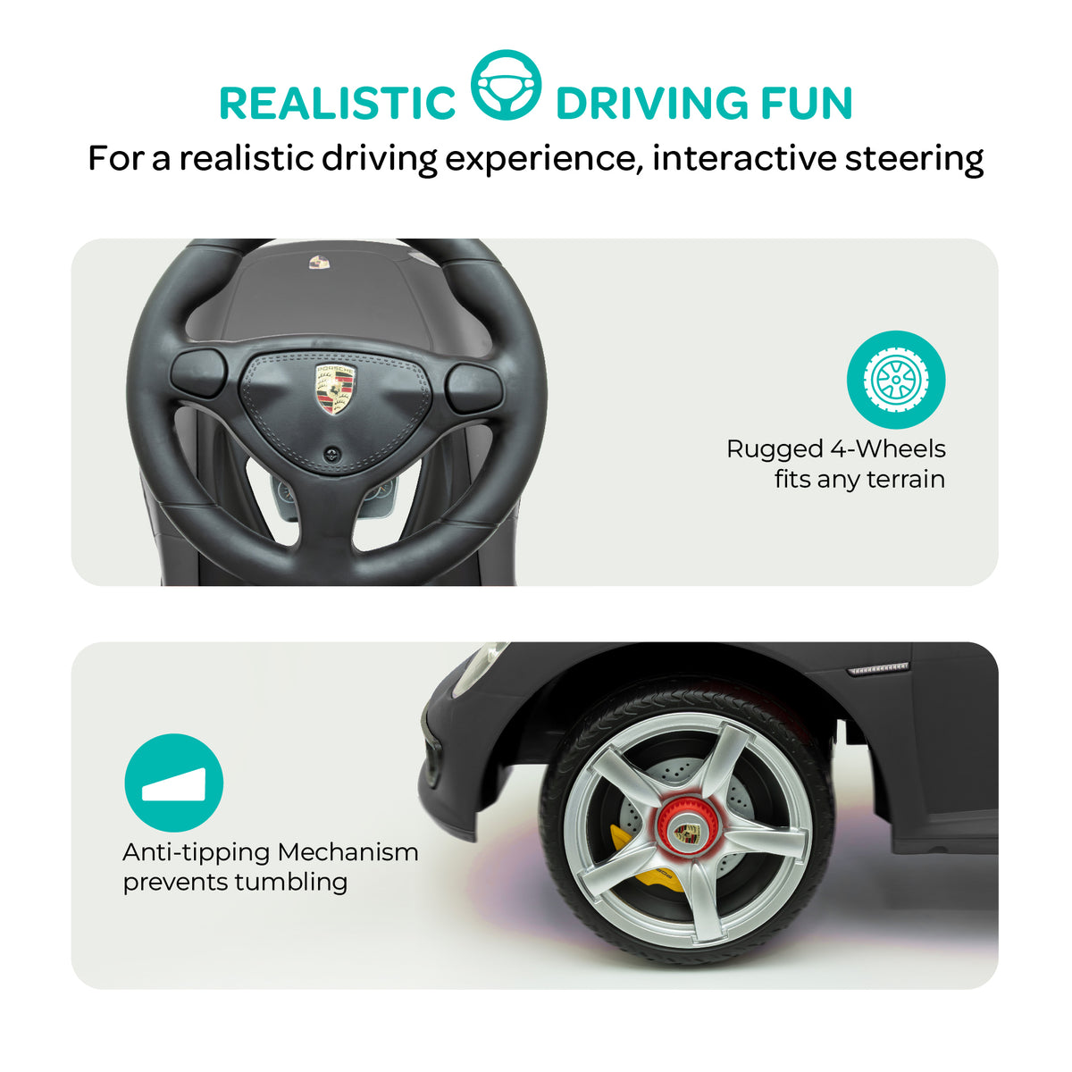 MOON Mini Motors Porsche Carrera GT Foot-to-Floor Ride-On ,1.5-5 Years-Black — The Moon Brand product image
