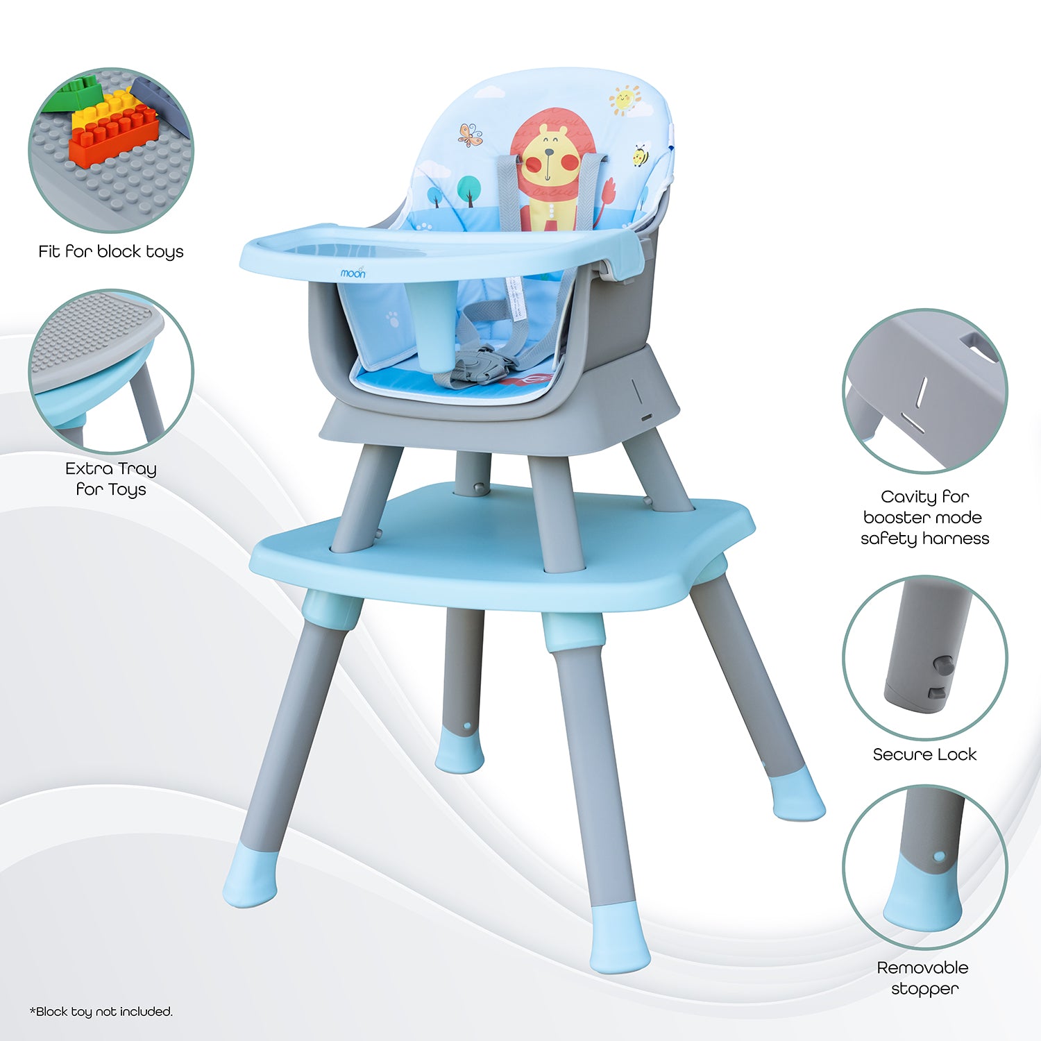 MOON 6 in 1 High Chair-Blue - The Moon Brand™