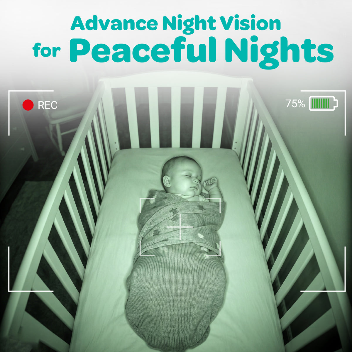 Moon Smart Baby Monitor with Camera and Audio, Color Night Vision, 2-Way Talk, Privacy Mode, Mount Stand Included-White