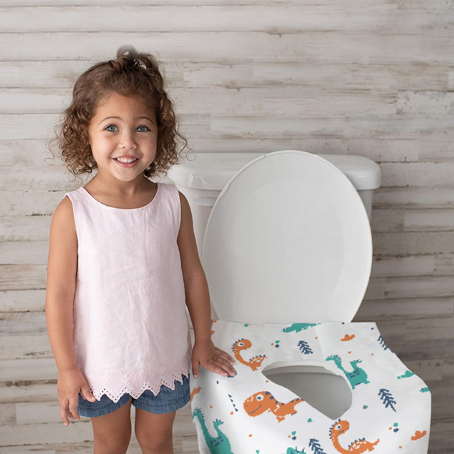 MOON Travel Baby Potty Seat (Blue) / MOON Disposable Toilet Seat Cover (Dino, 66 x 63 cm)